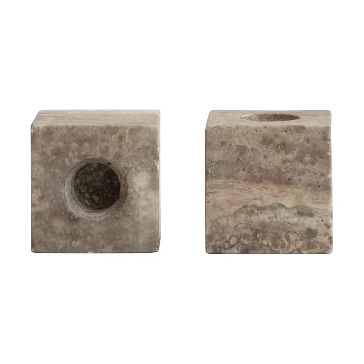 Cube lysestage 2-pak - Silver Travertine - 101 Copenhagen