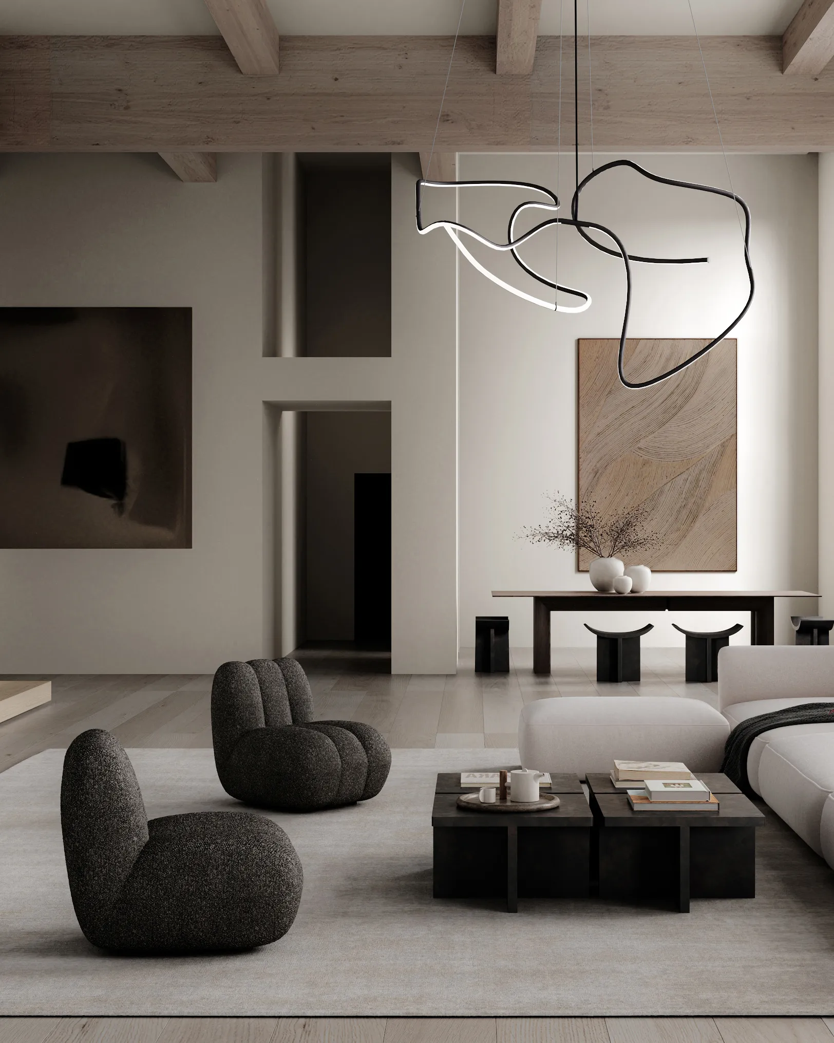 Ghost Chandelier big loftslampe, Burned black 101 Copenhagen