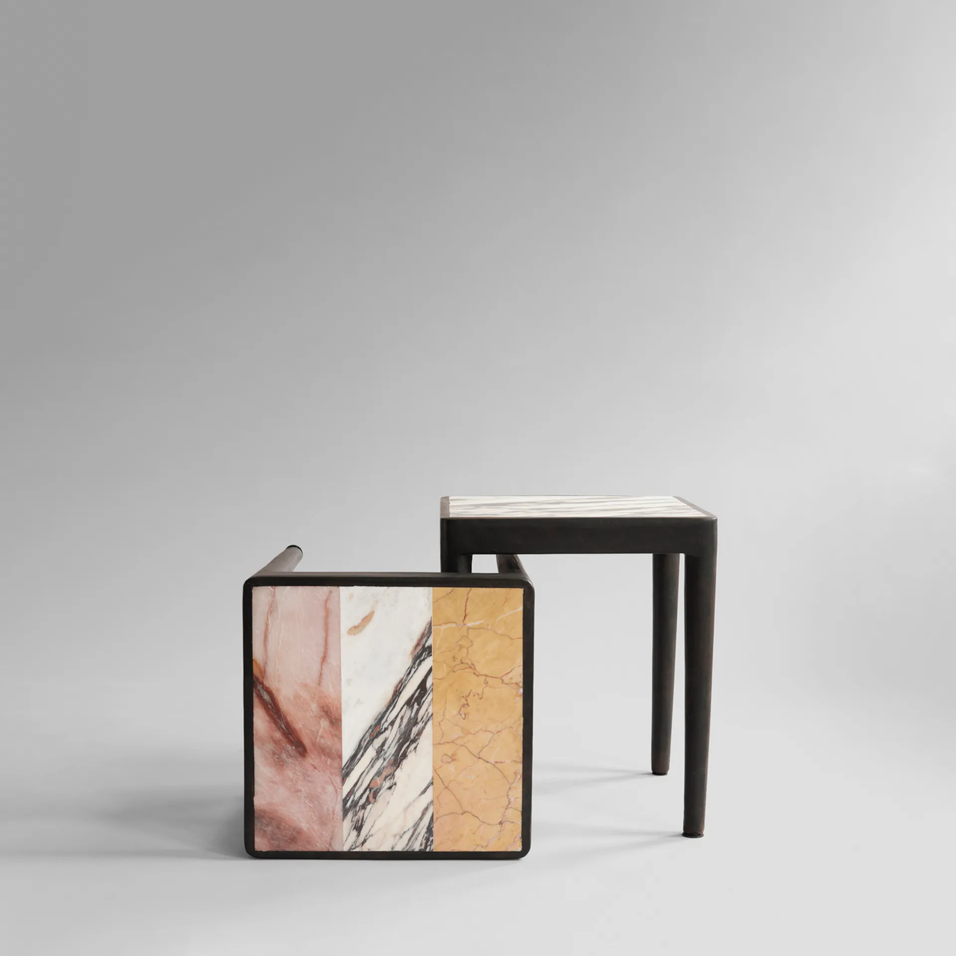 Tairu bord 38x38 cm striped, Peach/Calacatta/Yellow 101 Copenhagen