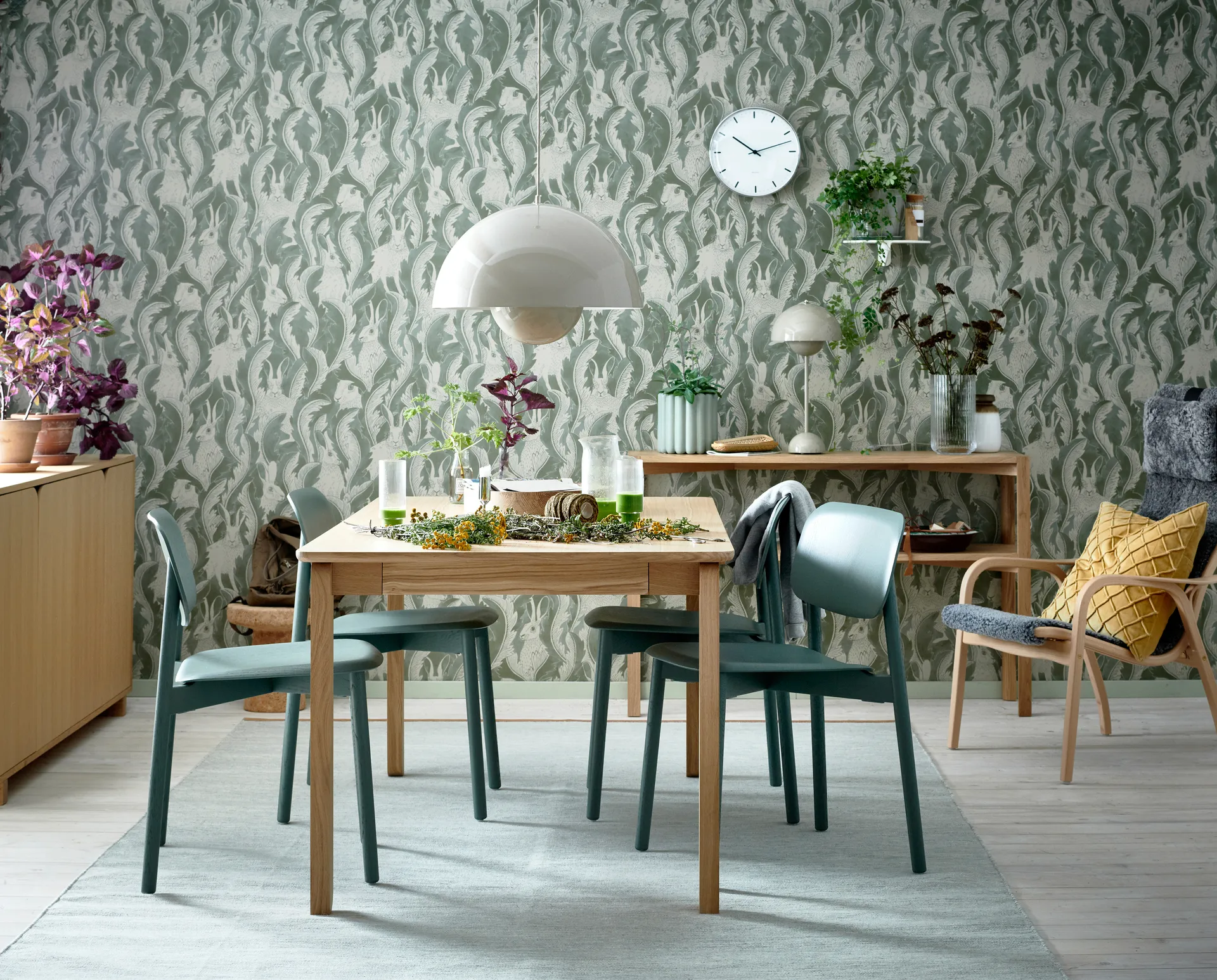 Alfred spisebord 90x160 cm, Hvidpigmenteret eg 1898