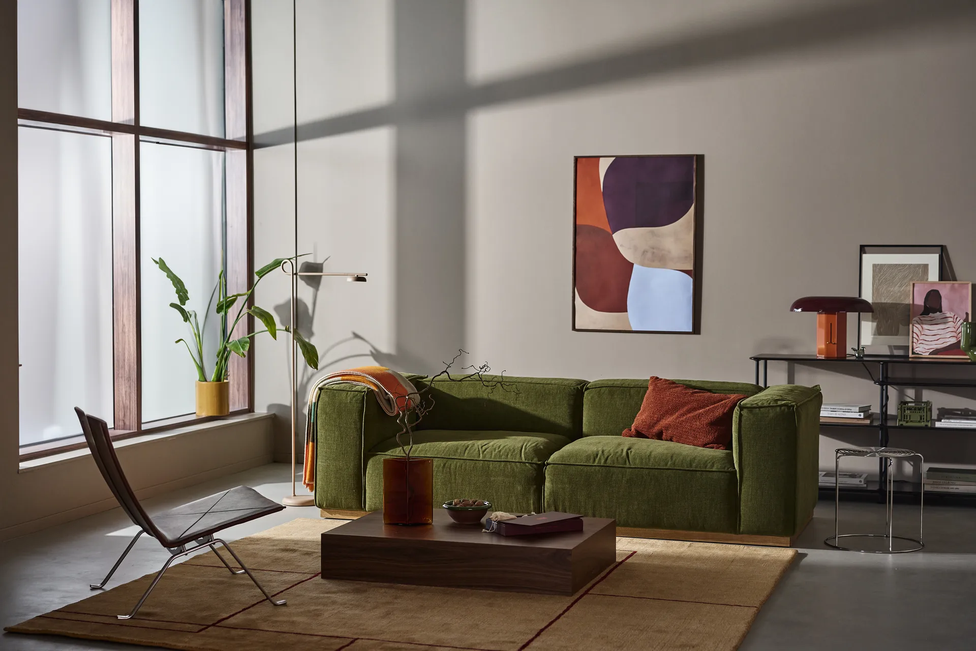 Bergsdal sofa, Luisa green 3975-Egebedset ask, 3-pers. 1898