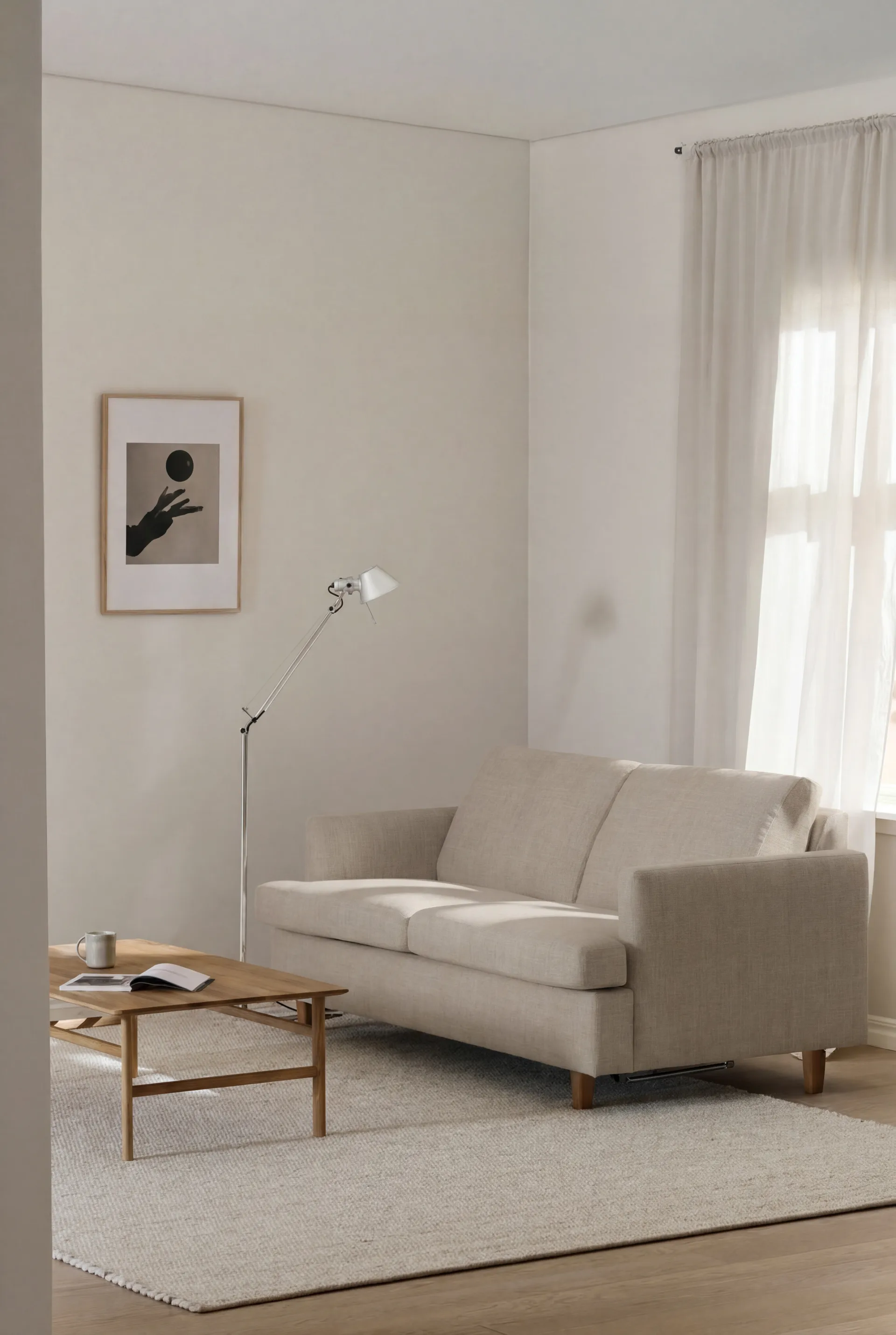 Binga 2,5-personers sovesofa, Same Beige 6670-mørkbejdset ask 1898