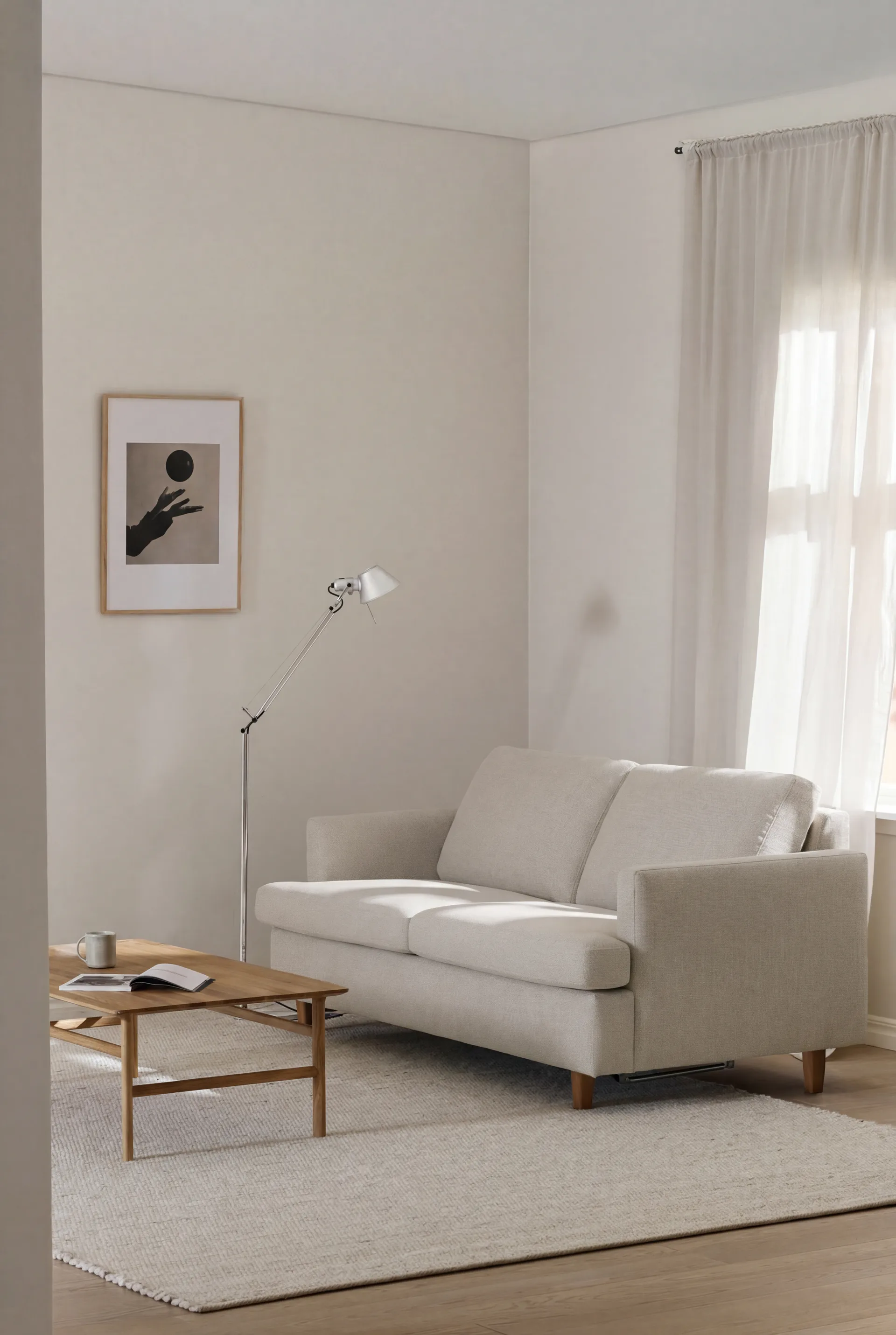 Binga 2,5-personers sovesofa, Same Off White 6671-mørkbejdset ask 1898