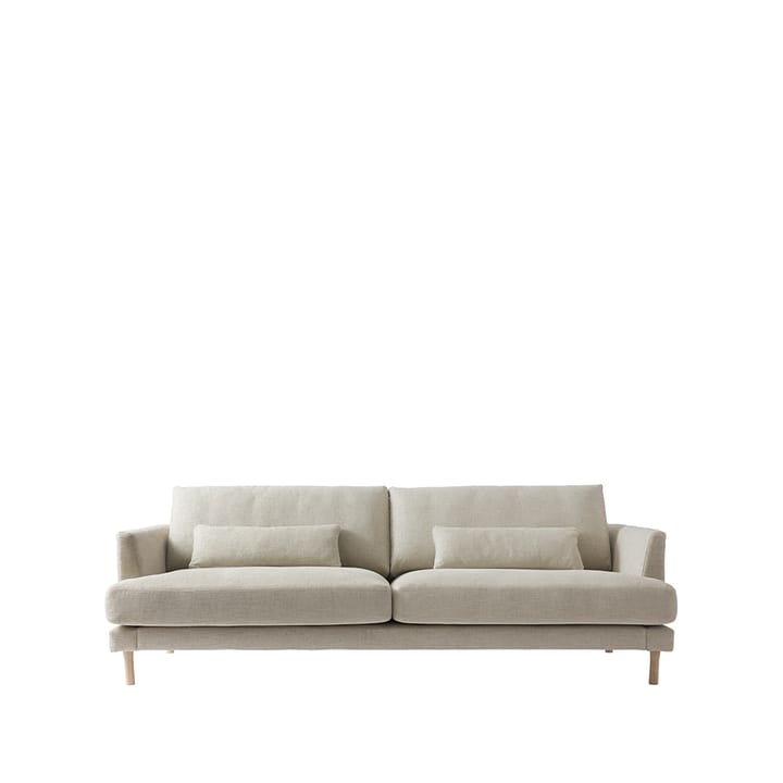 Bredhult sofa - 3-pers. stof Bern 0341 beige, hvidolierede ben i eg - 1898