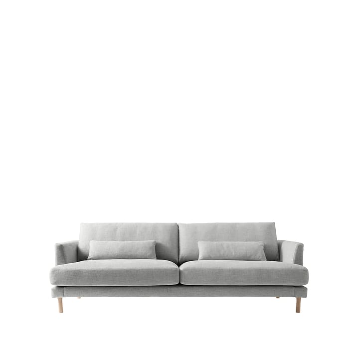 Bredhult sofa - 3-pers. stof Bern 0348 grey, hvidolierede ben i eg - 1898