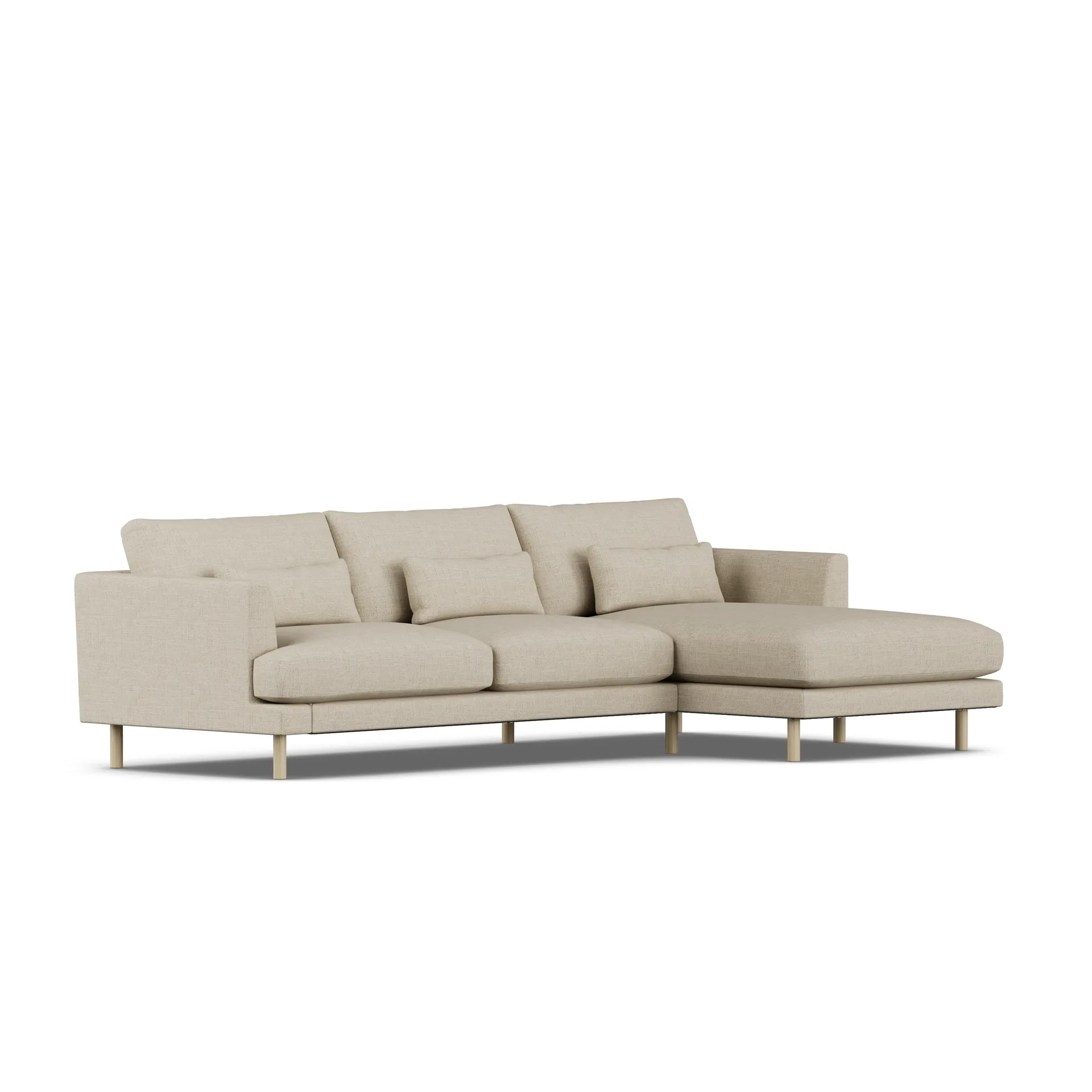 Bredhult sofa, Bern Beige 0341-hvidolieret eg, 2,5-pers. C1 1898