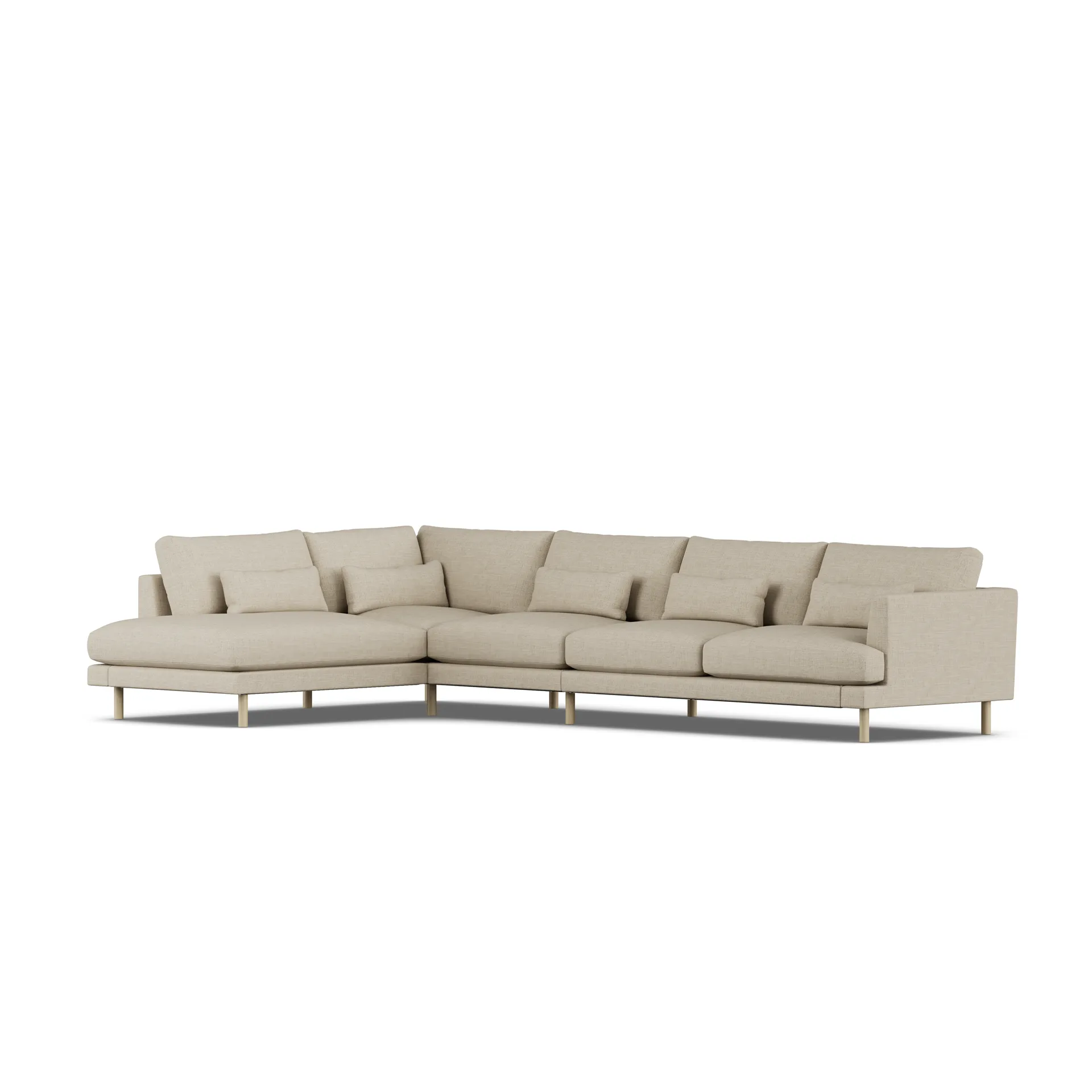 Bredhult sofa, Bern Beige 0341-hvidolieret eg, 4-pers. B2 1898