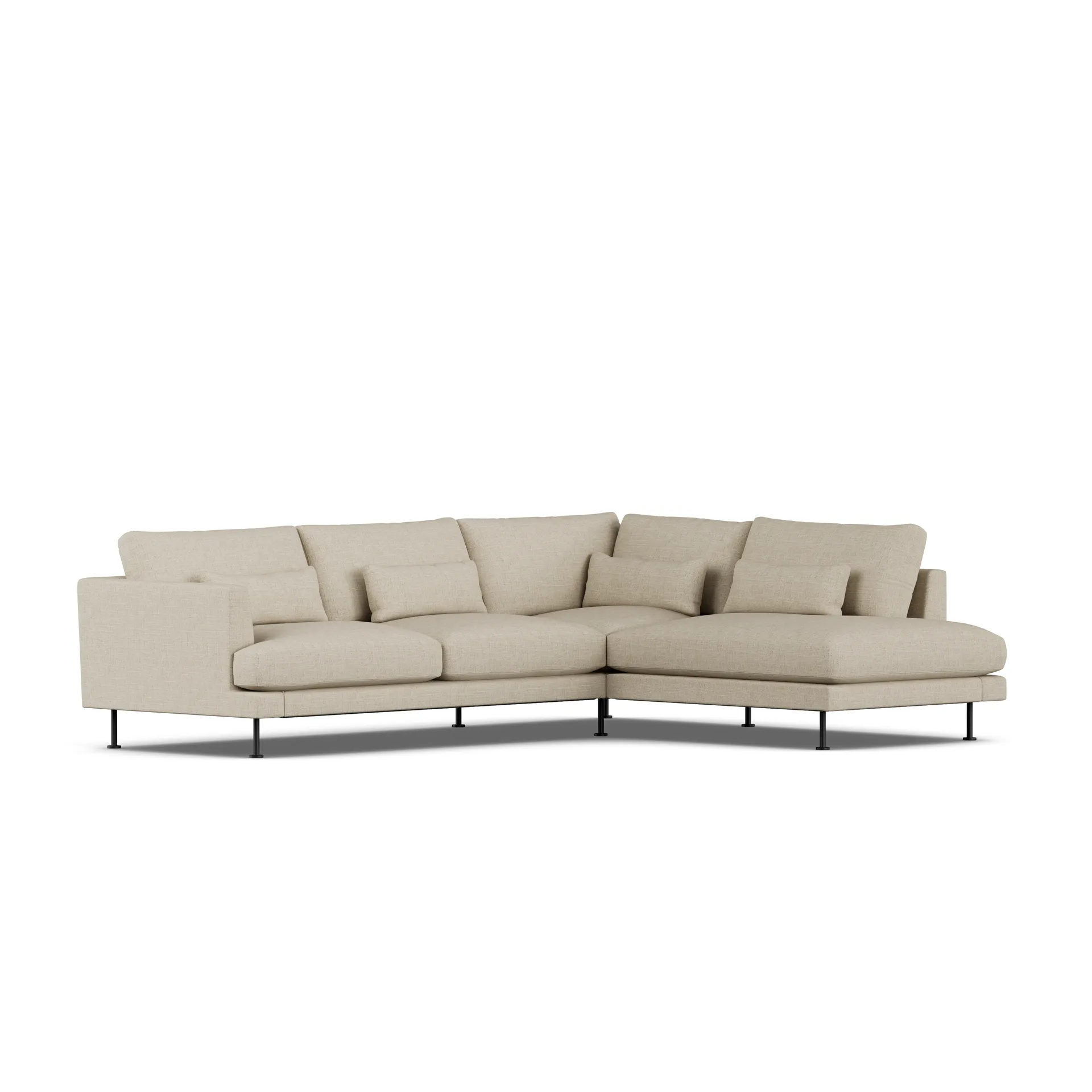 Bredhult sofa, Bern Beige 0341-sort stål, 3-pers. A1 1898