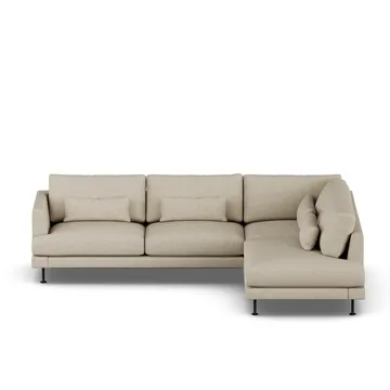 Bredhult sofa - Bern Beige 0341-sort stål, 3-pers. A1 - 1898