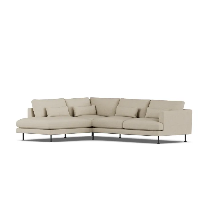 Bredhult sofa - Bern Beige 0341-sort stål, 3-pers. A2 - 1898