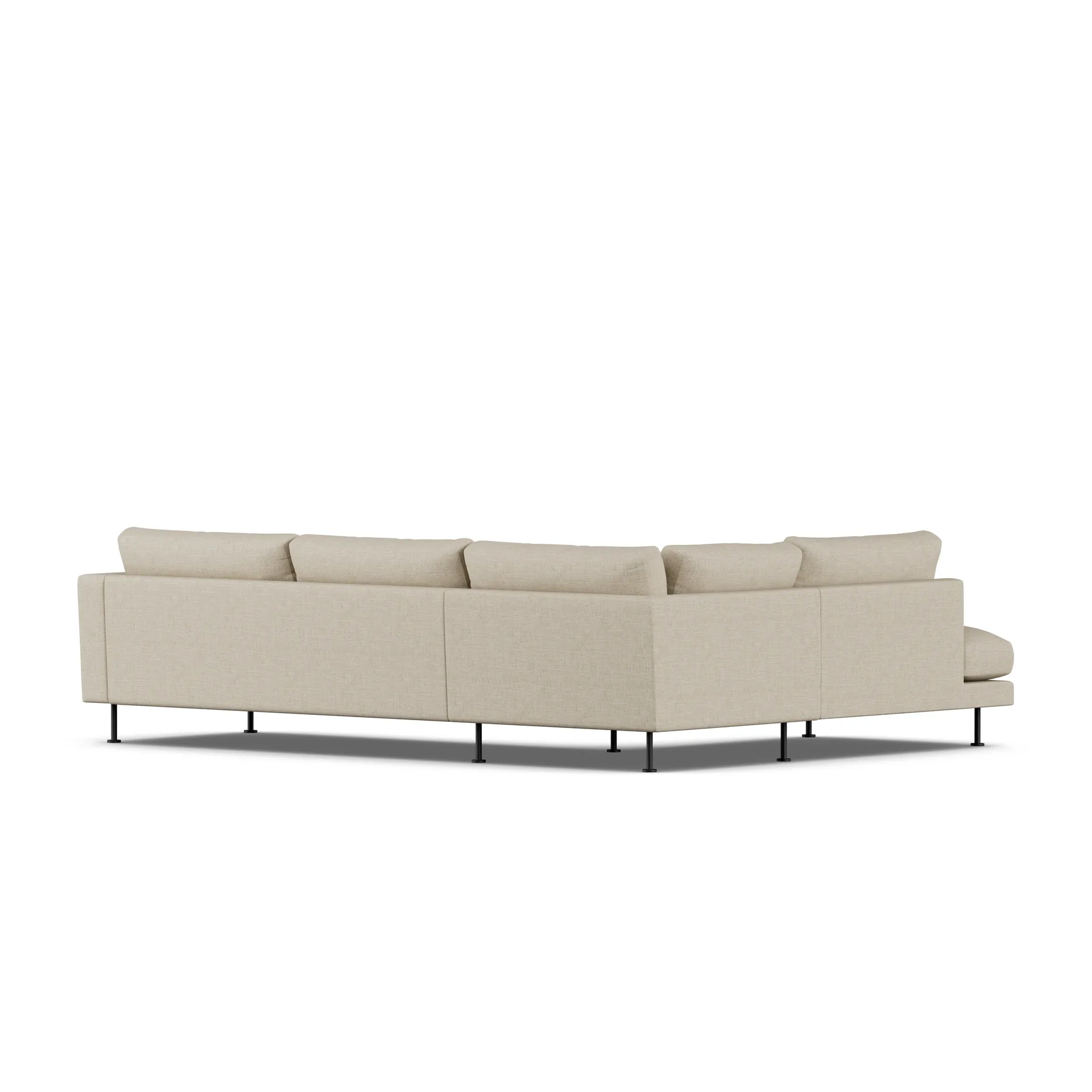 Bredhult sofa, Bern Beige 0341-sort stål, 3-pers. A2 1898