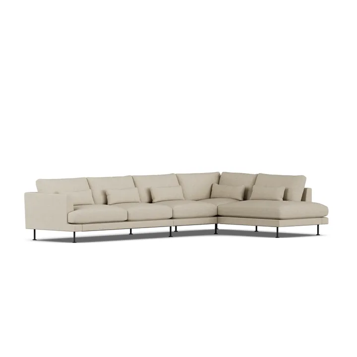Bredhult sofa - Bern Beige 0341-sort stål, 4-pers. B1 - 1898