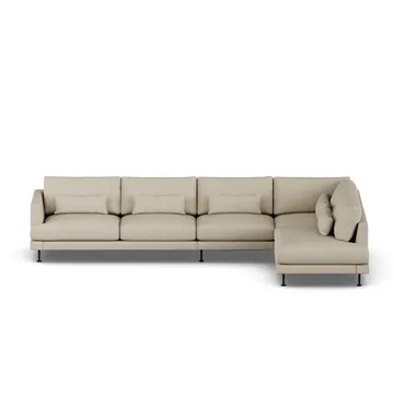 Bredhult sofa - Bern Beige 0341-sort stål, 4-pers. B1 - 1898