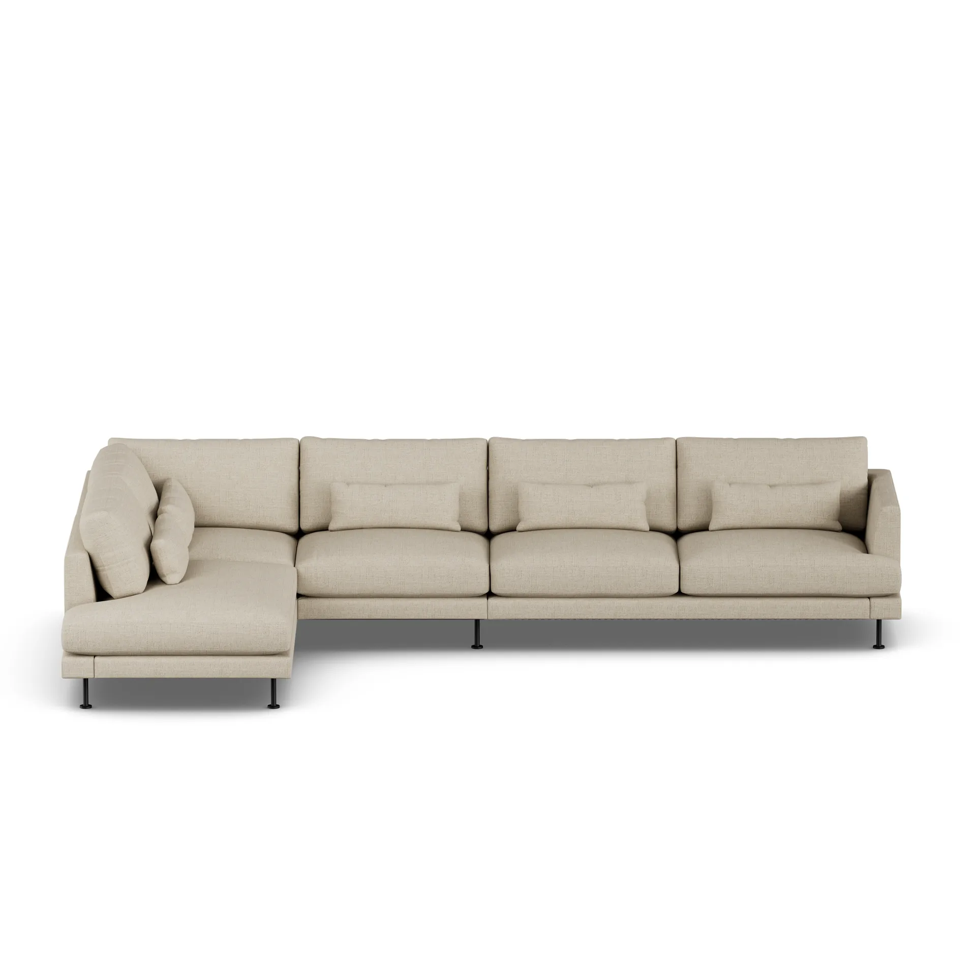 Bredhult sofa, Bern Beige 0341-sort stål, 4-pers. B2 1898