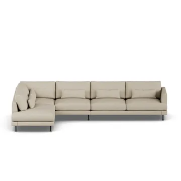 Bredhult sofa - Bern Beige 0341-sort stål, 4-pers. B2 - 1898