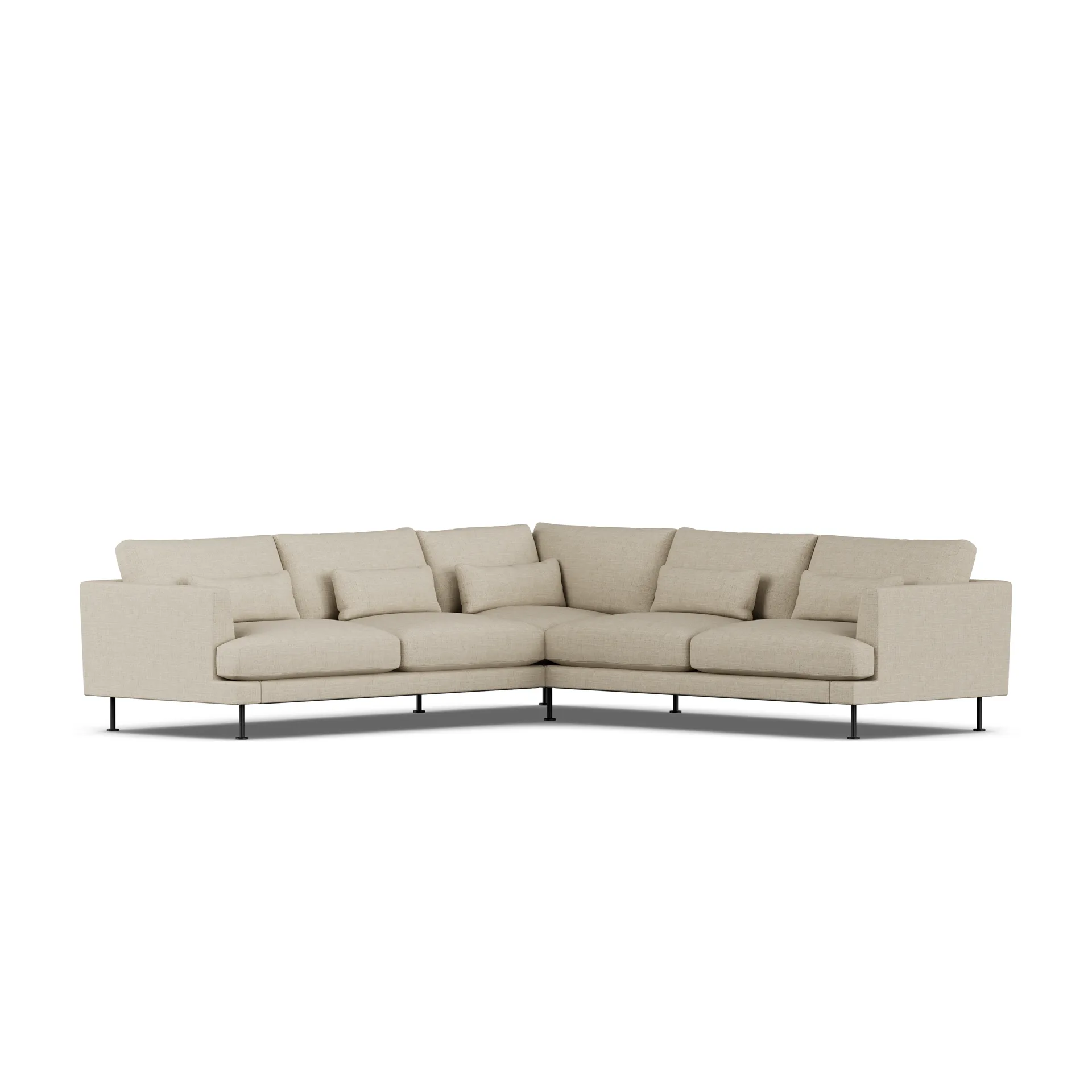 Bredhult sofa, Bern Beige 0341-sort stål, hjørnesofa F 1898