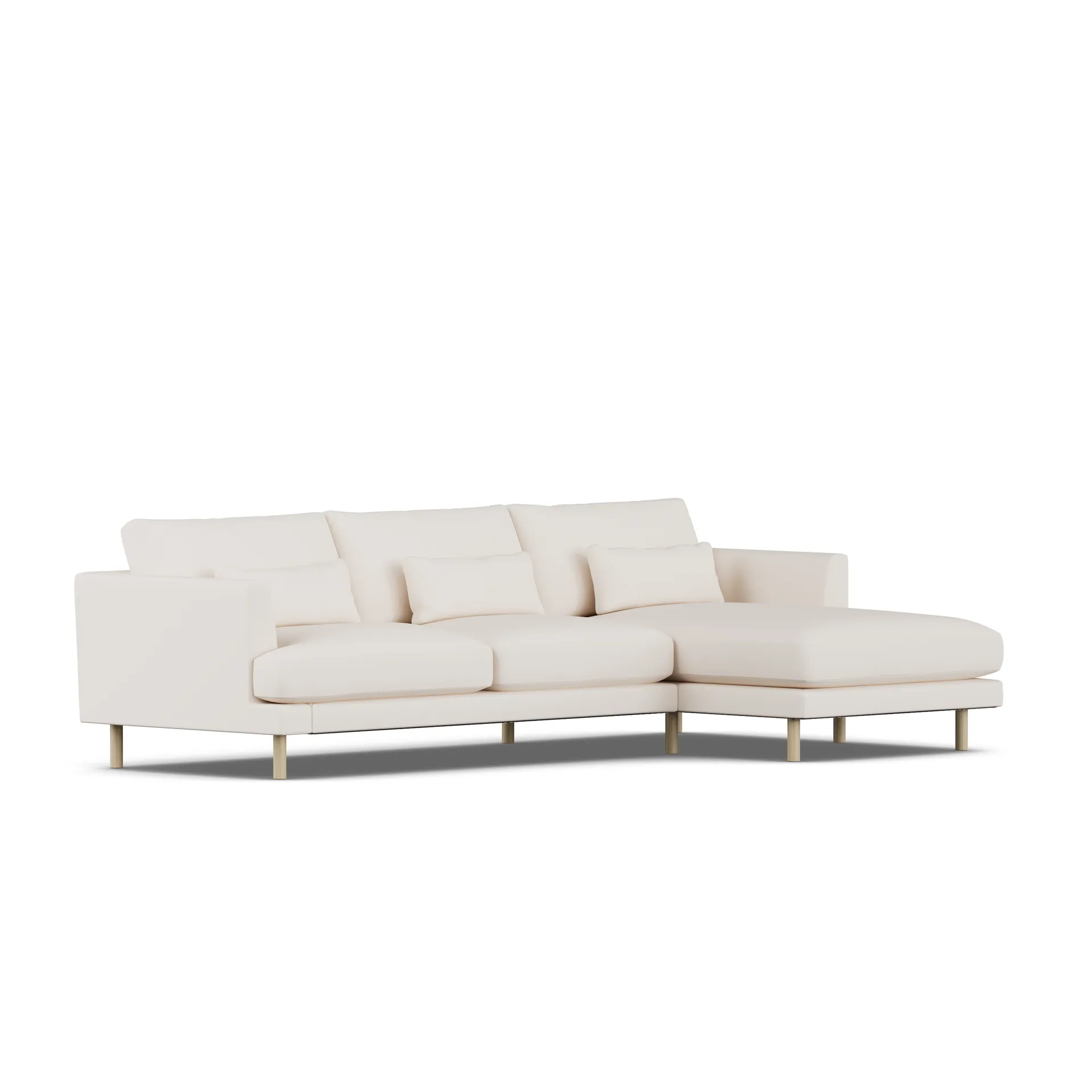 Bredhult sofa, Caleido Beige 9600-hvidolieret eg, 2,5-pers. C1 1898