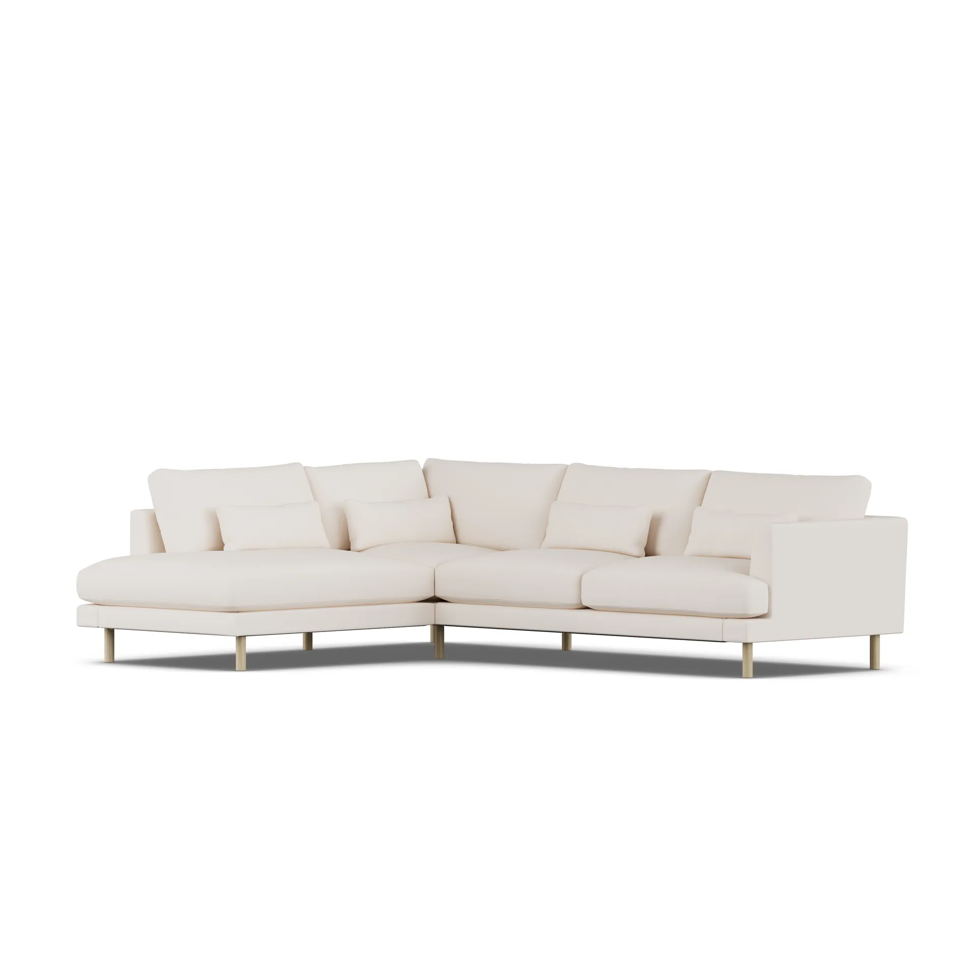 Bredhult sofa, Caleido Beige 9600-hvidolieret eg, 3-pers. A2 1898