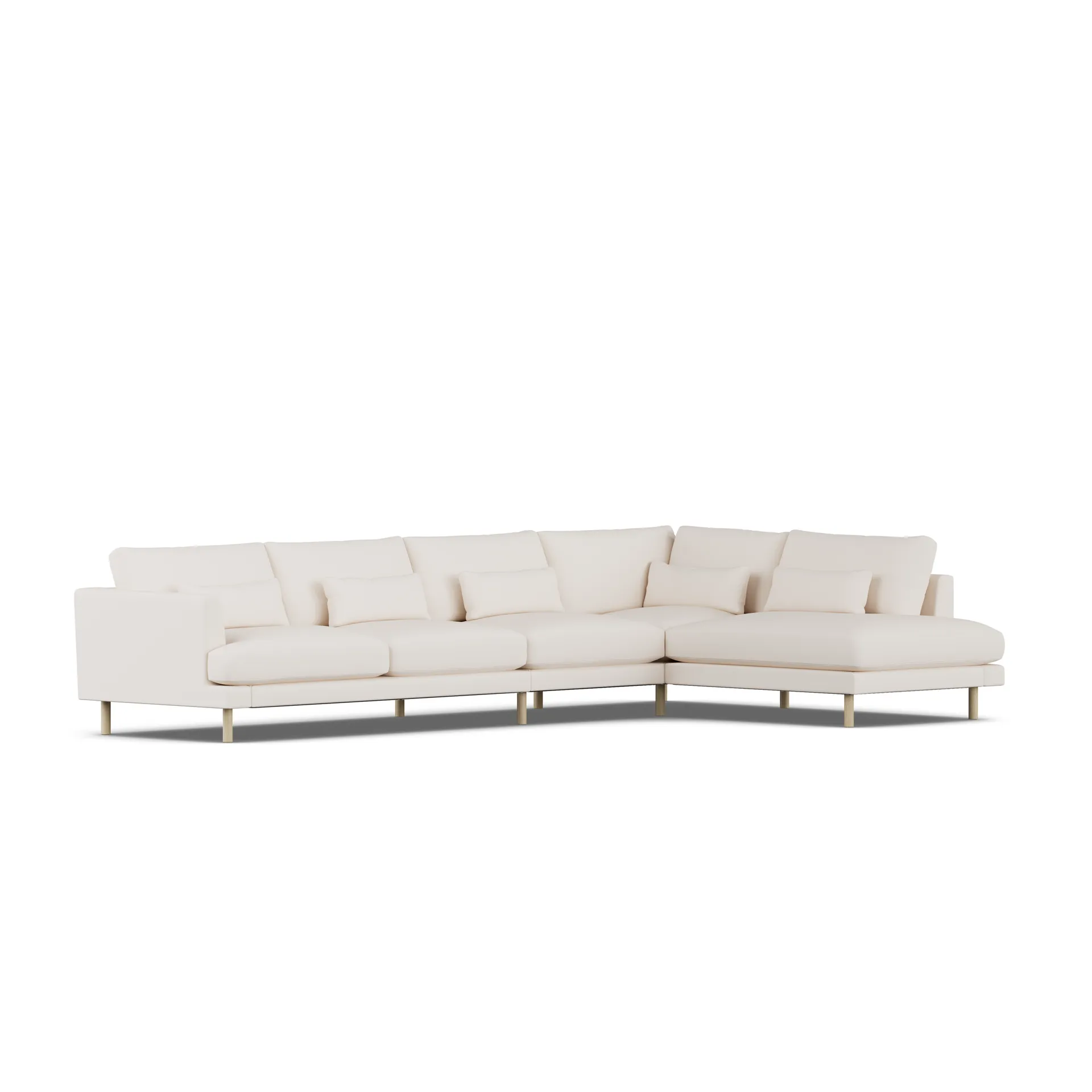 Bredhult sofa, Caleido Beige 9600-hvidolieret eg, 4-pers. B1 1898