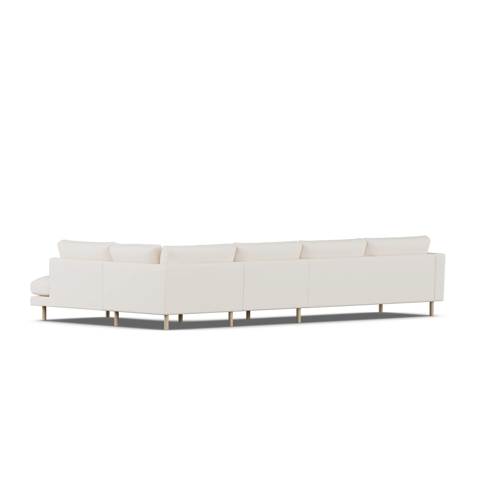 Bredhult sofa, Caleido Beige 9600-hvidolieret eg, 4-pers. B1 1898