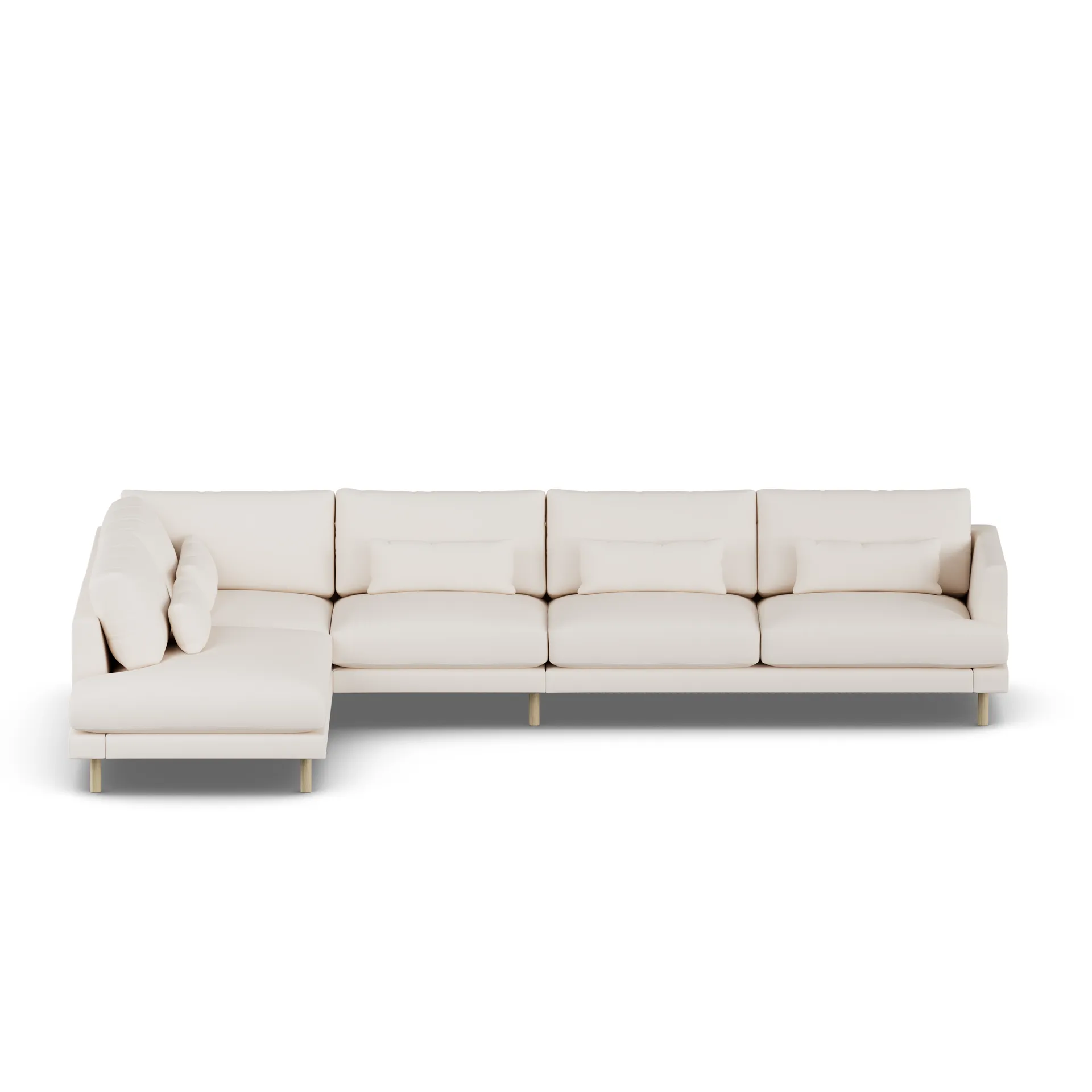 Bredhult sofa, Caleido Beige 9600-hvidolieret eg, 4-pers. B2 1898