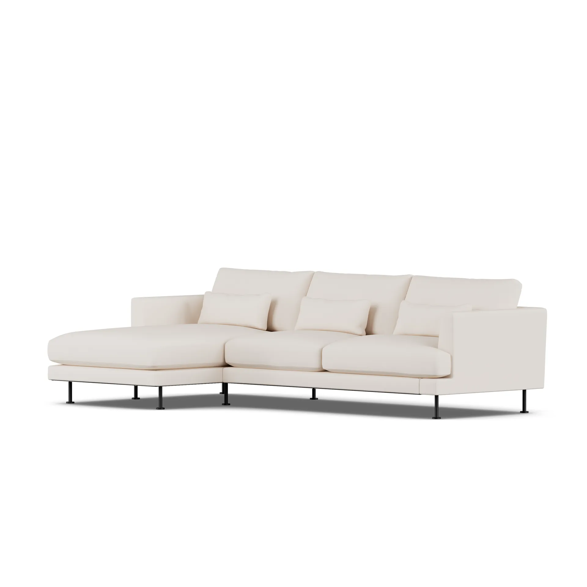 Bredhult sofa, Caleido Beige 9600-sort stål, 2,5-pers. C2 1898