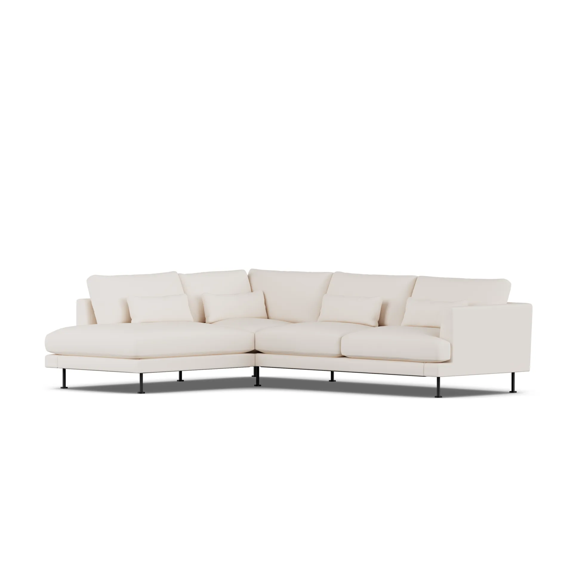 Bredhult sofa, Caleido Beige 9600-sort stål, 3-pers. A2 1898