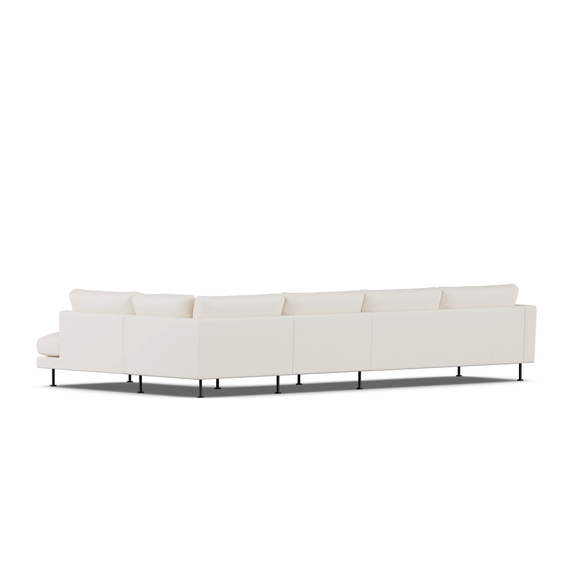Bredhult sofa, Caleido Beige 9600-sort stål, 4-pers. B1 1898