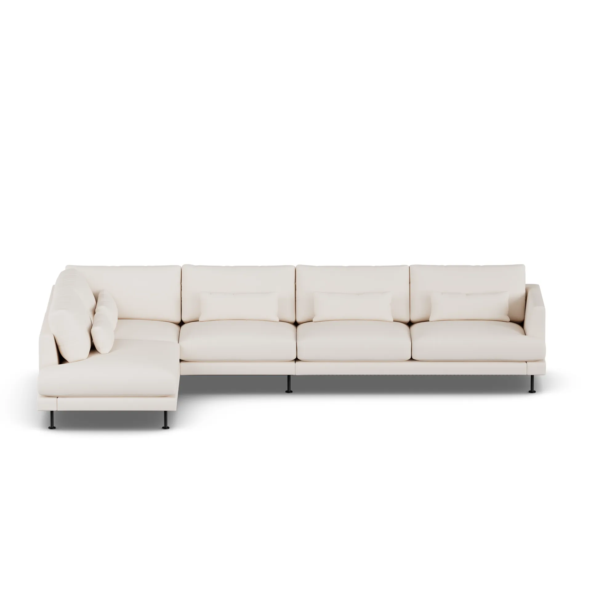 Bredhult sofa, Caleido Beige 9600-sort stål, 4-pers. B2 1898