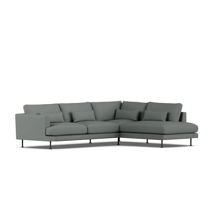 Bredhult sofa - Caleido Grey 1240-sort stål, 3-pers. A1 - 1898
