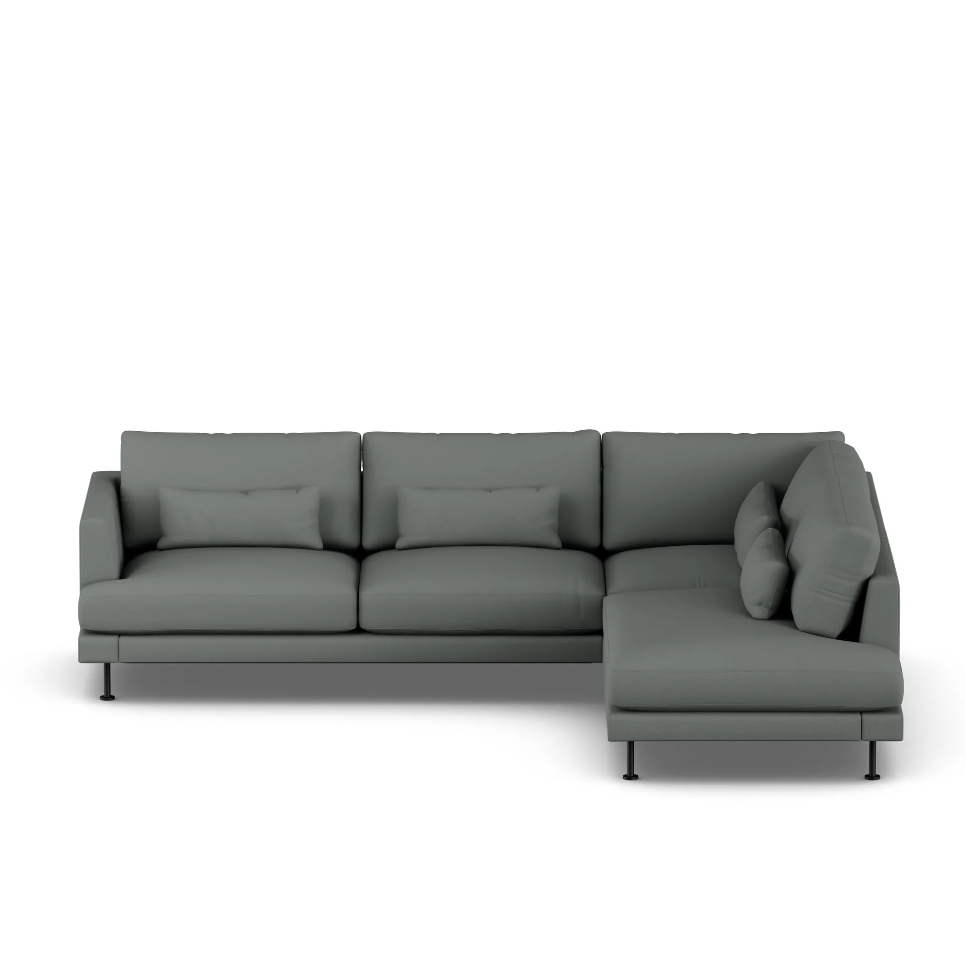 Bredhult sofa, Caleido Grey 1240-sort stål, 3-pers. A1 1898