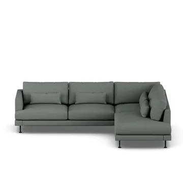 Bredhult sofa - Caleido Grey 1240-sort stål, 3-pers. A1 - 1898