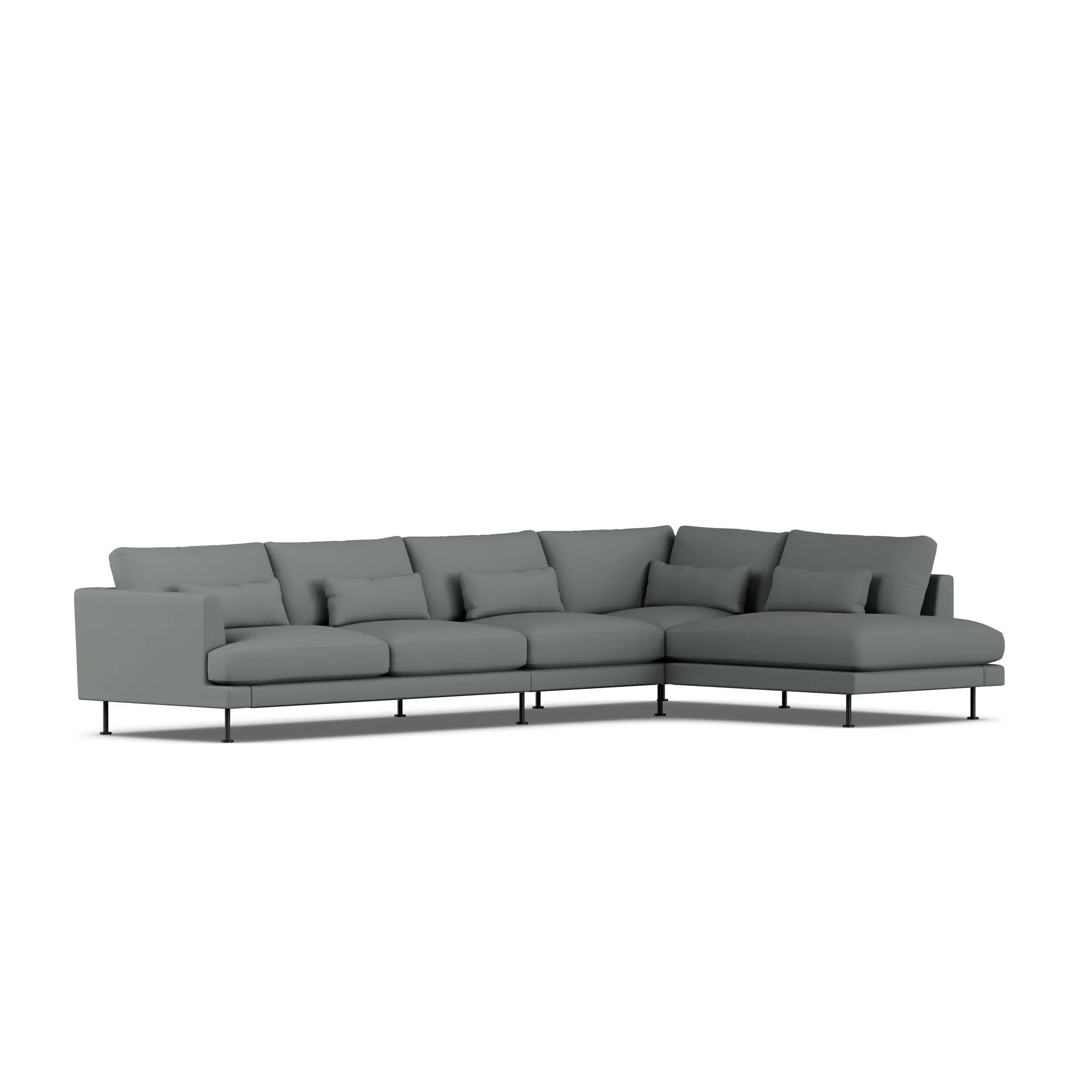 Bredhult sofa, Caleido Grey 1240-sort stål, 4-pers. B1 1898