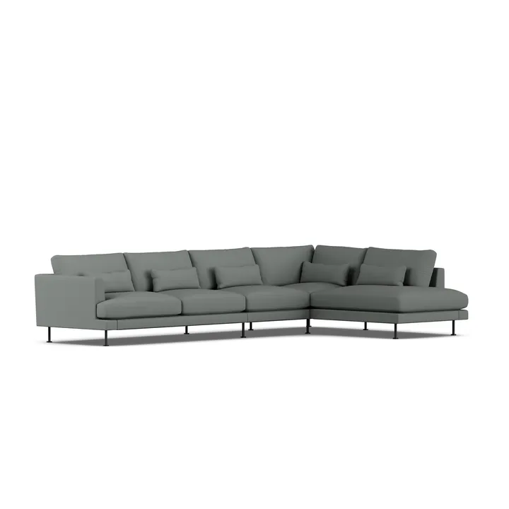Bredhult sofa - Caleido Grey 1240-sort stål, 4-pers. B1 - 1898