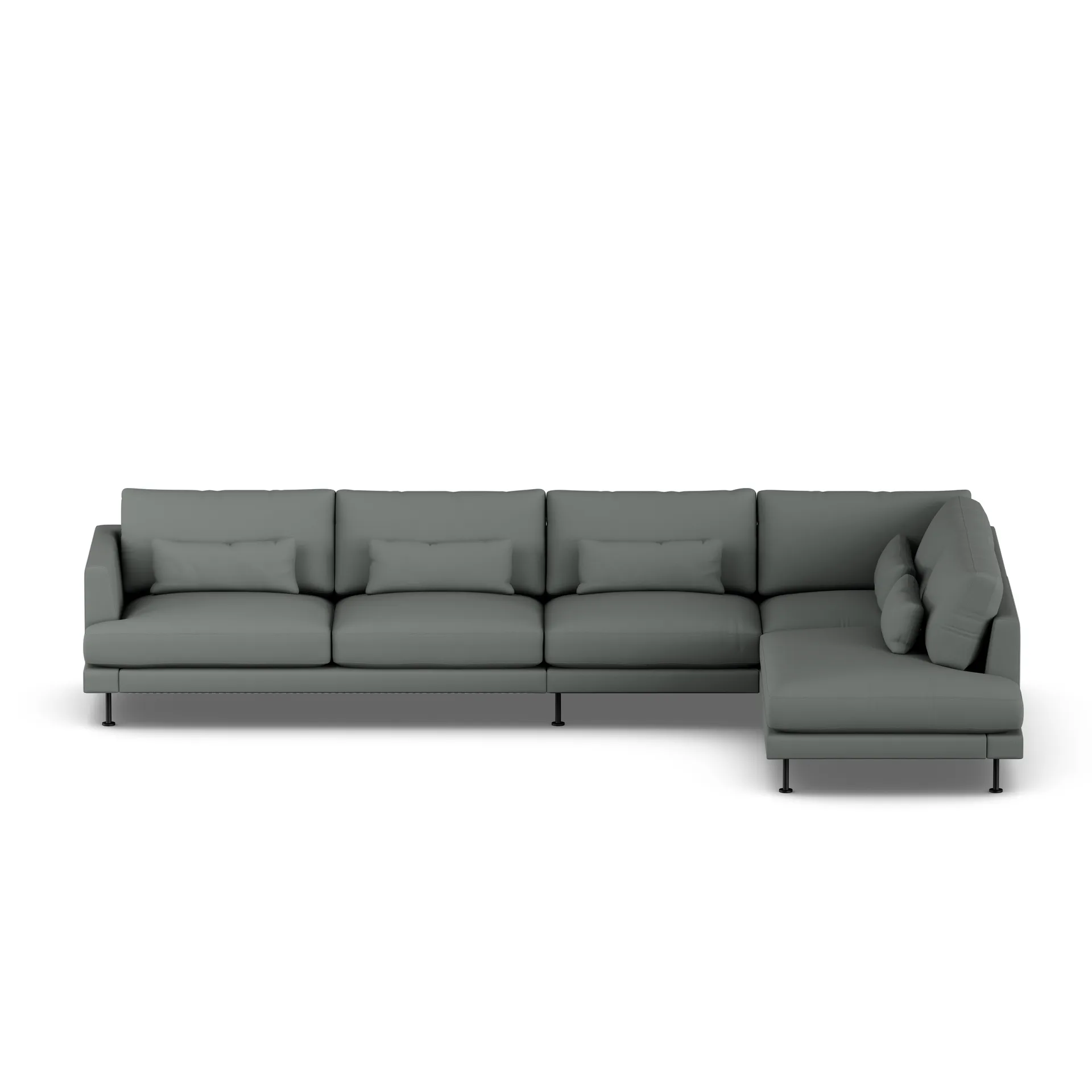 Bredhult sofa, Caleido Grey 1240-sort stål, 4-pers. B1 1898