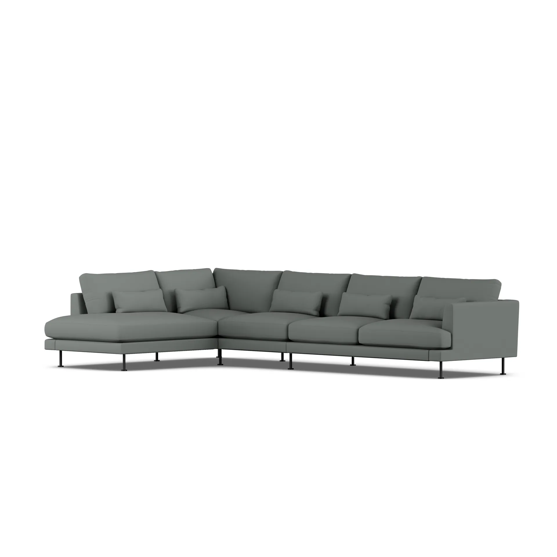Bredhult sofa, Caleido Grey 1240-sort stål, 4-pers. B2 1898