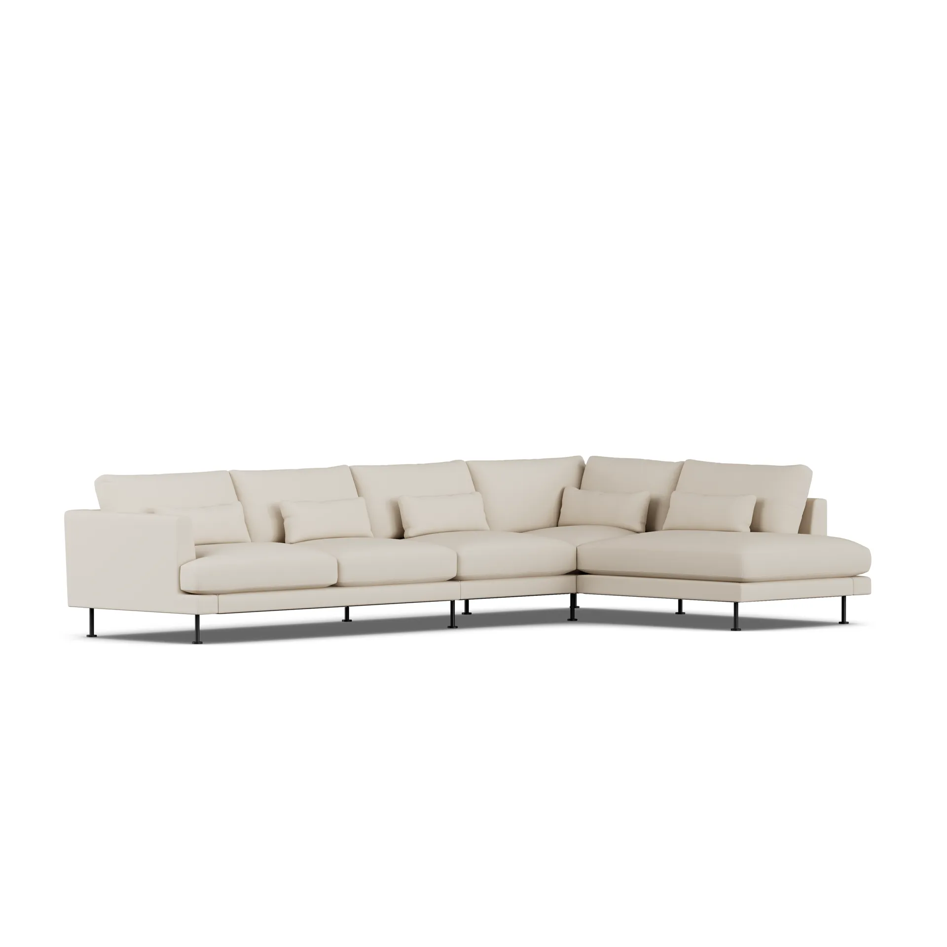 Bredhult sofa, Jump Beige 1956-sort stål, 4-pers. B1 1898