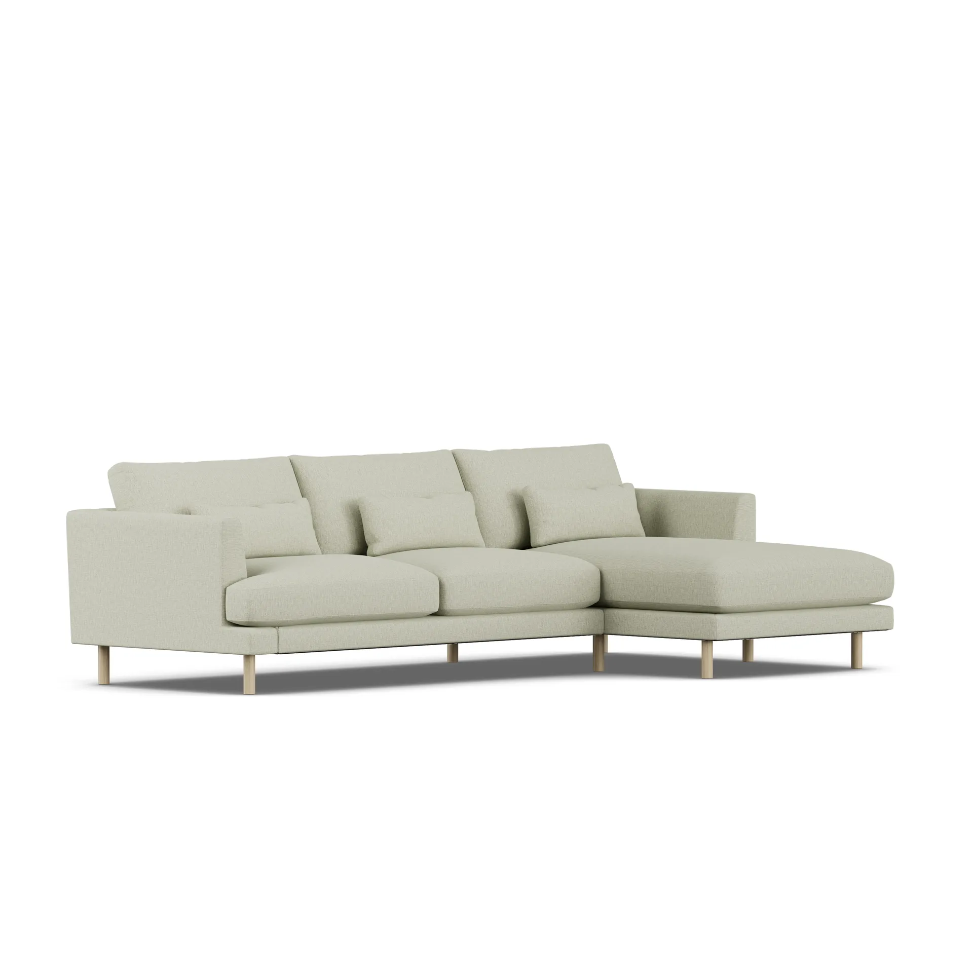 Bredhult sofa, Luiza Beige 3981-hvidolieret eg, 2,5-pers. C1 1898