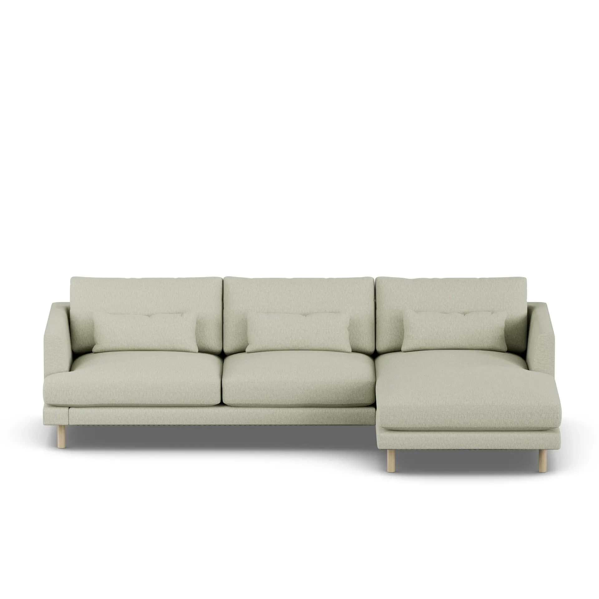 Bredhult sofa, Luiza Beige 3981-hvidolieret eg, 2,5-pers. C1 1898