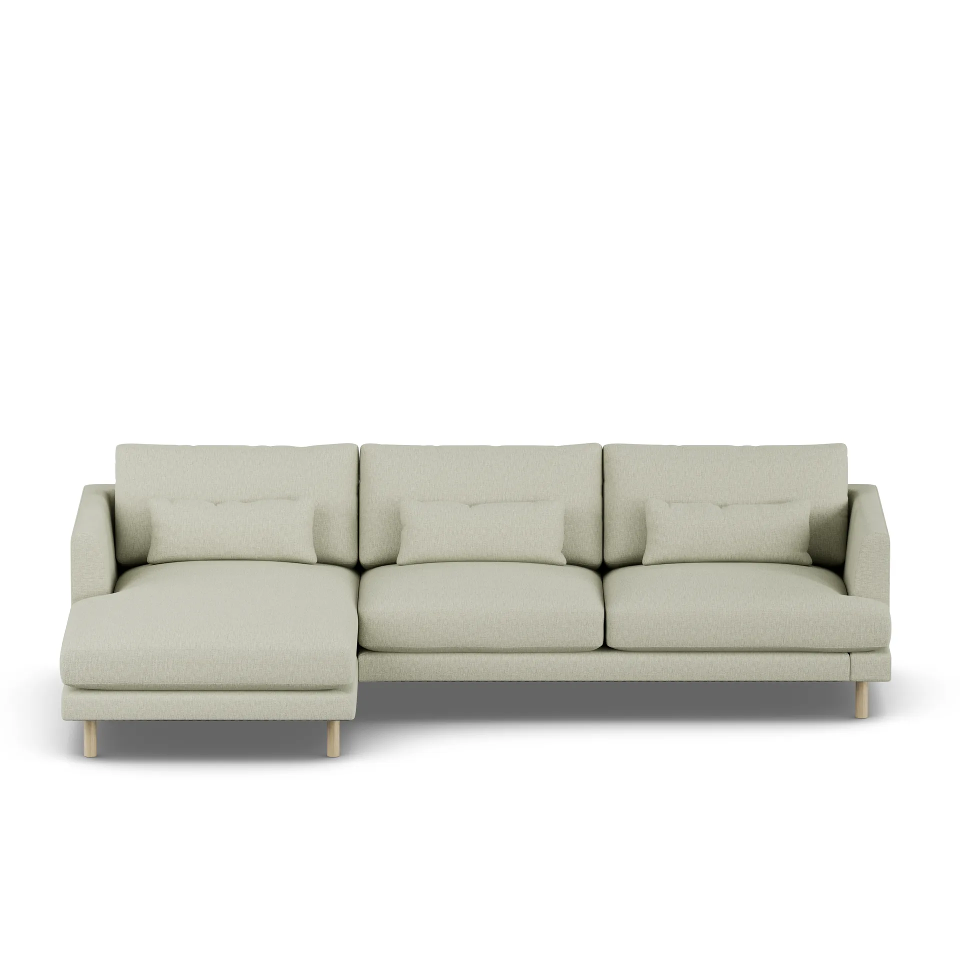 Bredhult sofa, Luiza Beige 3981-hvidolieret eg, 2,5-pers. C2 1898