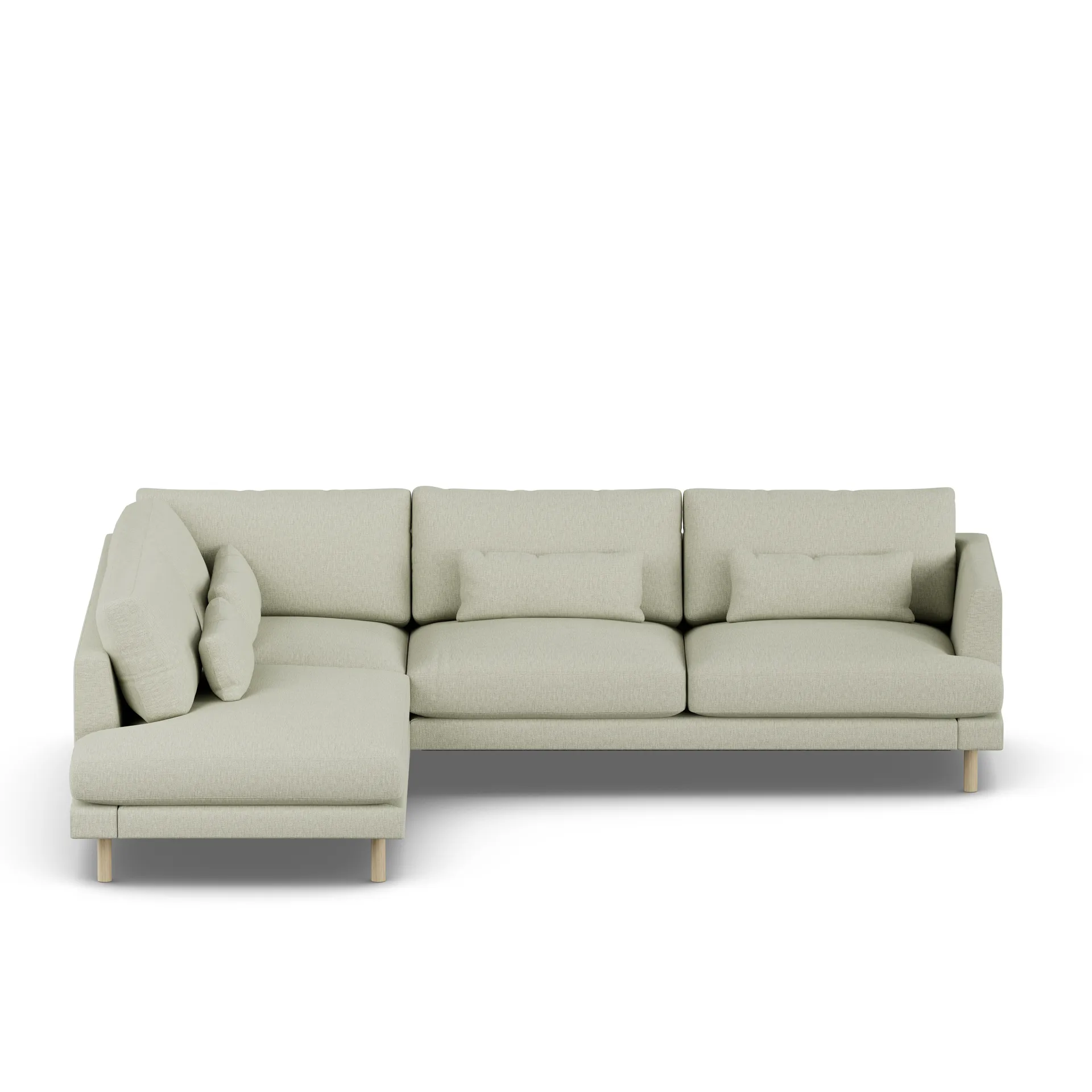 Bredhult sofa, Luiza Beige 3981-hvidolieret eg, 3-pers. A2 1898