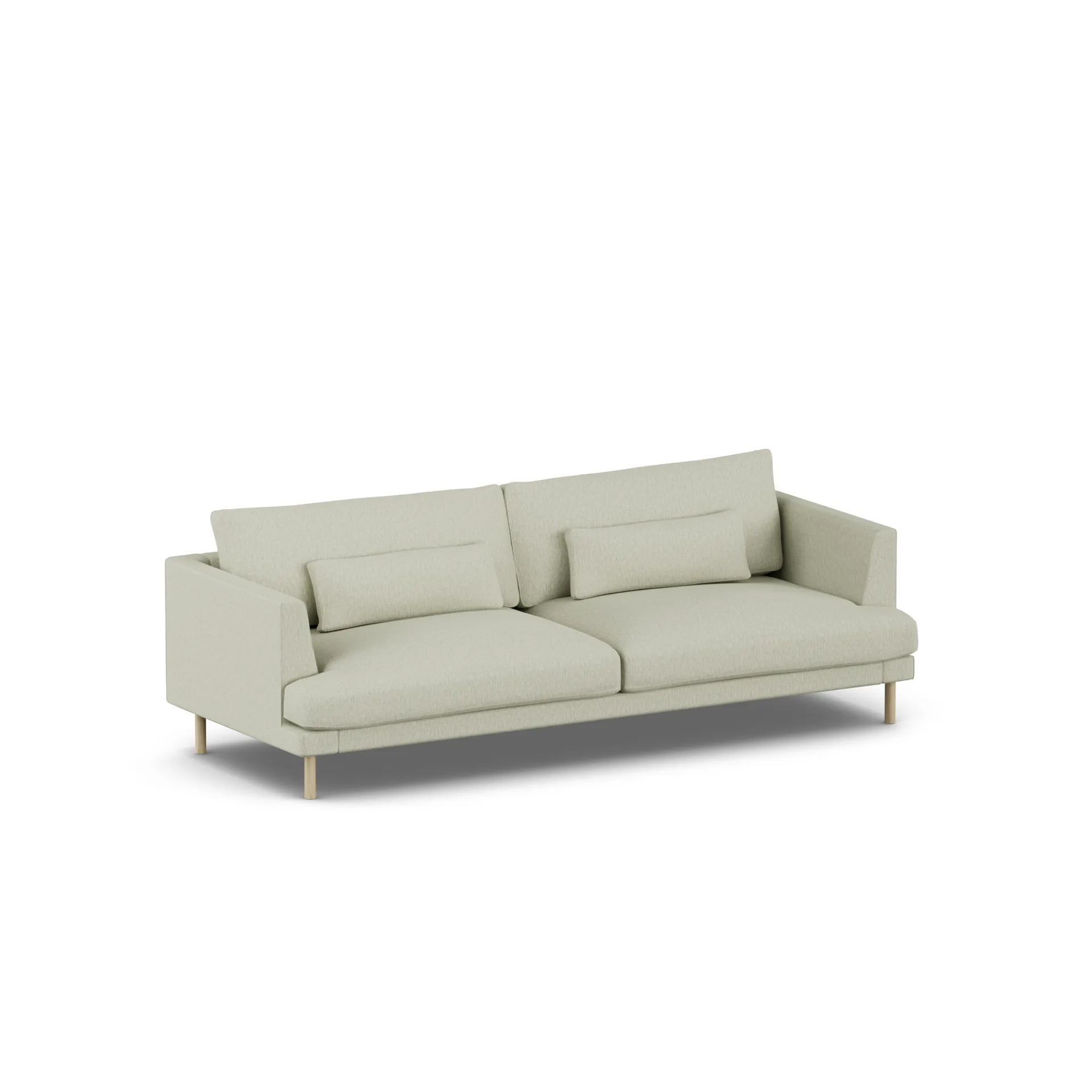 Bredhult sofa, Luiza Beige 3981-hvidolieret eg, 3-pers. 1898