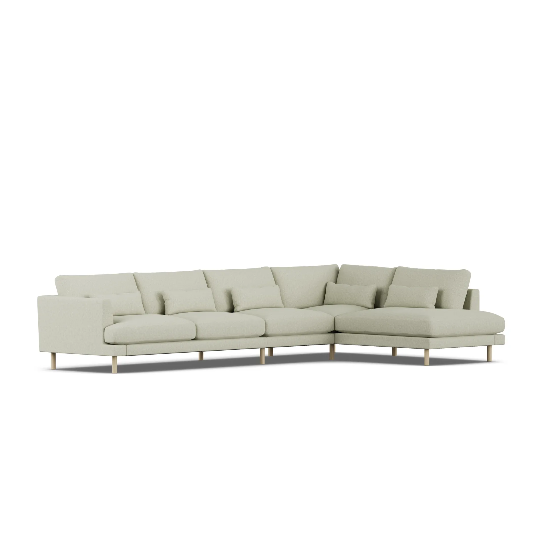 Bredhult sofa, Luiza Beige 3981-hvidolieret eg, 4-pers. B1 1898