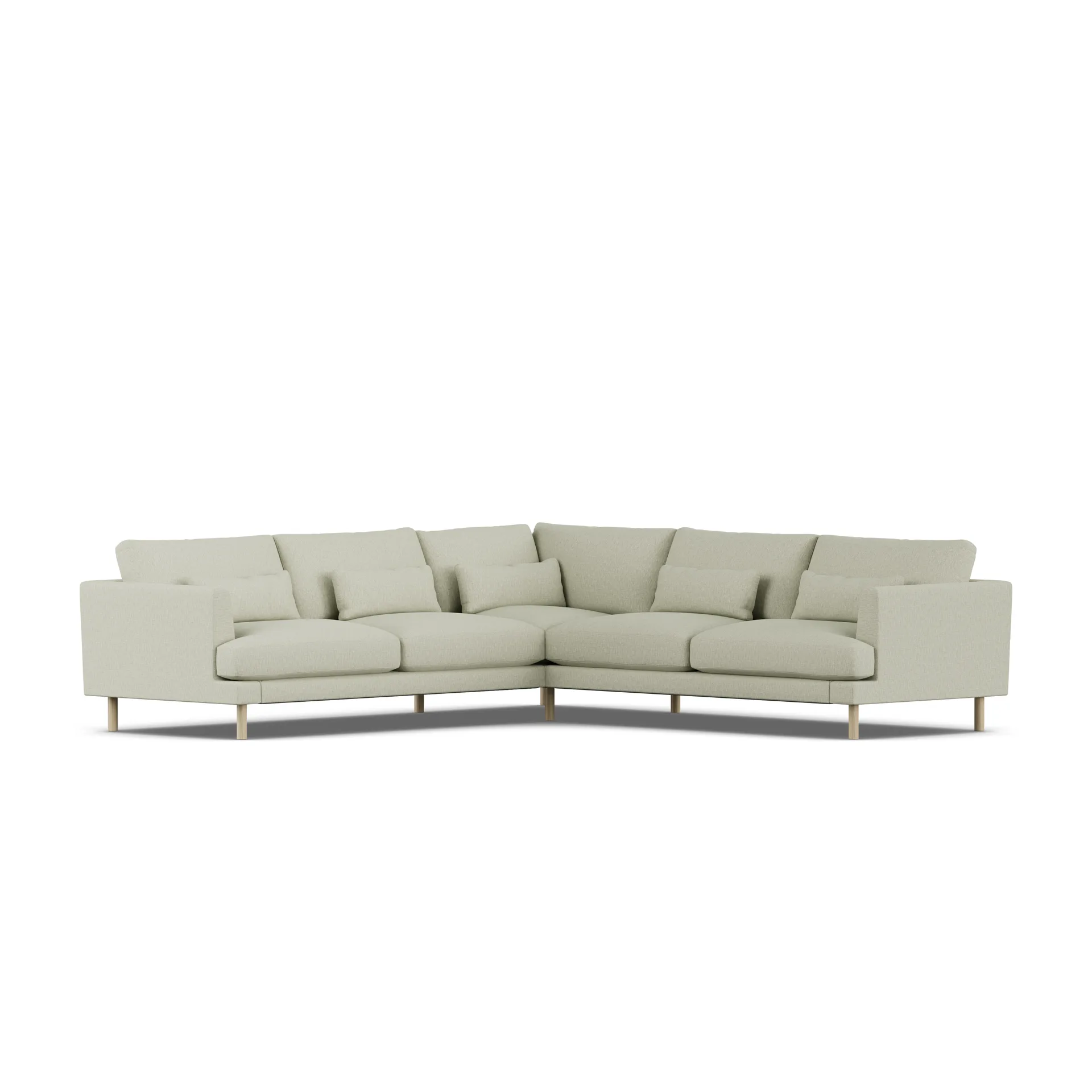 Bredhult sofa, Luiza Beige 3981-hvidolieret eg, hjørnesofa F 1898