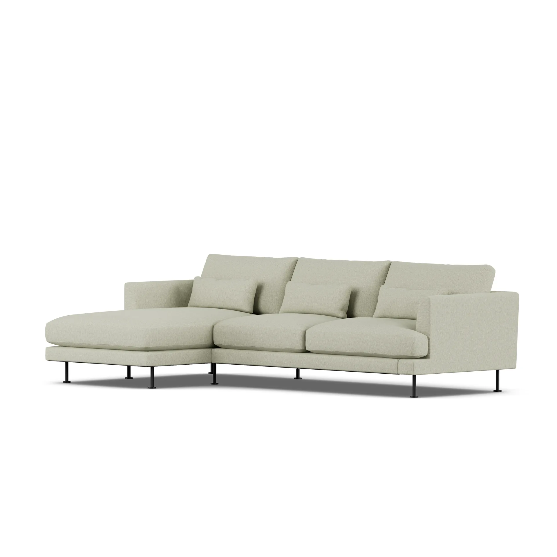 Bredhult sofa, Luiza Beige 3981-sort stål, 2,5-pers. C2 1898