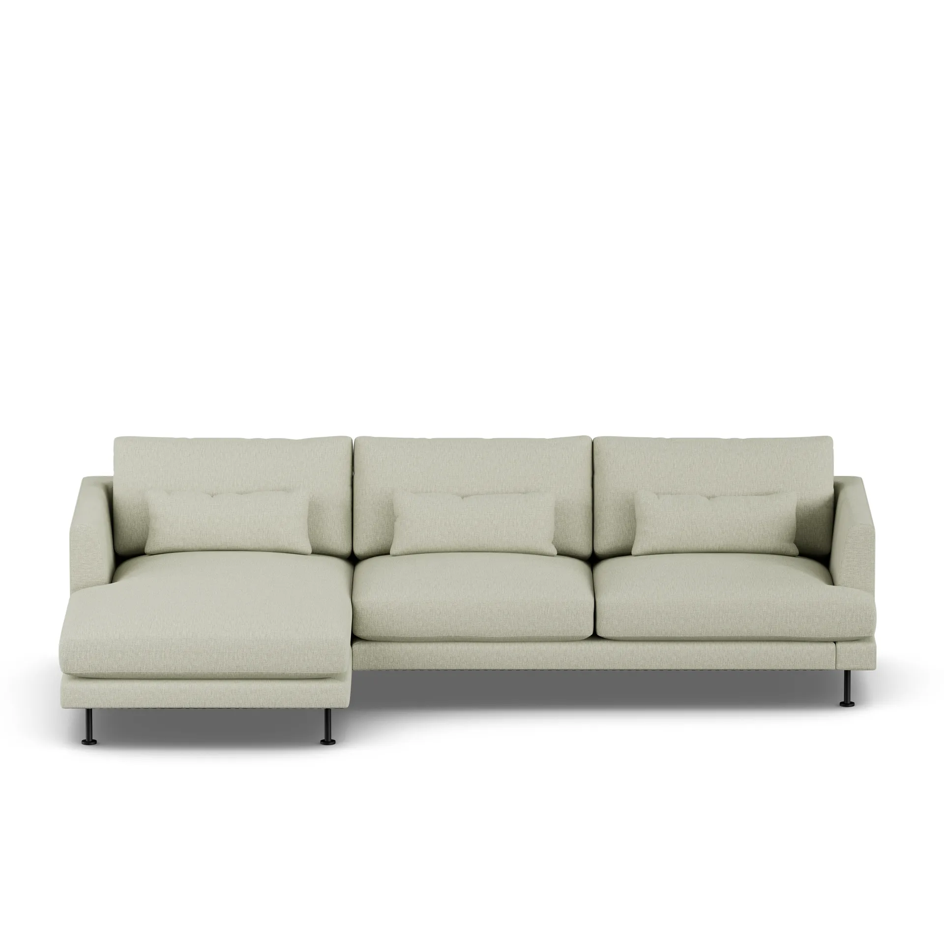 Bredhult sofa, Luiza Beige 3981-sort stål, 2,5-pers. C2 1898