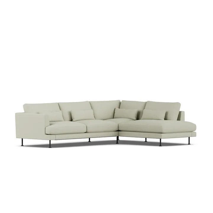 Bredhult sofa - Luiza Beige 3981-sort stål, 3-pers. A1 - 1898
