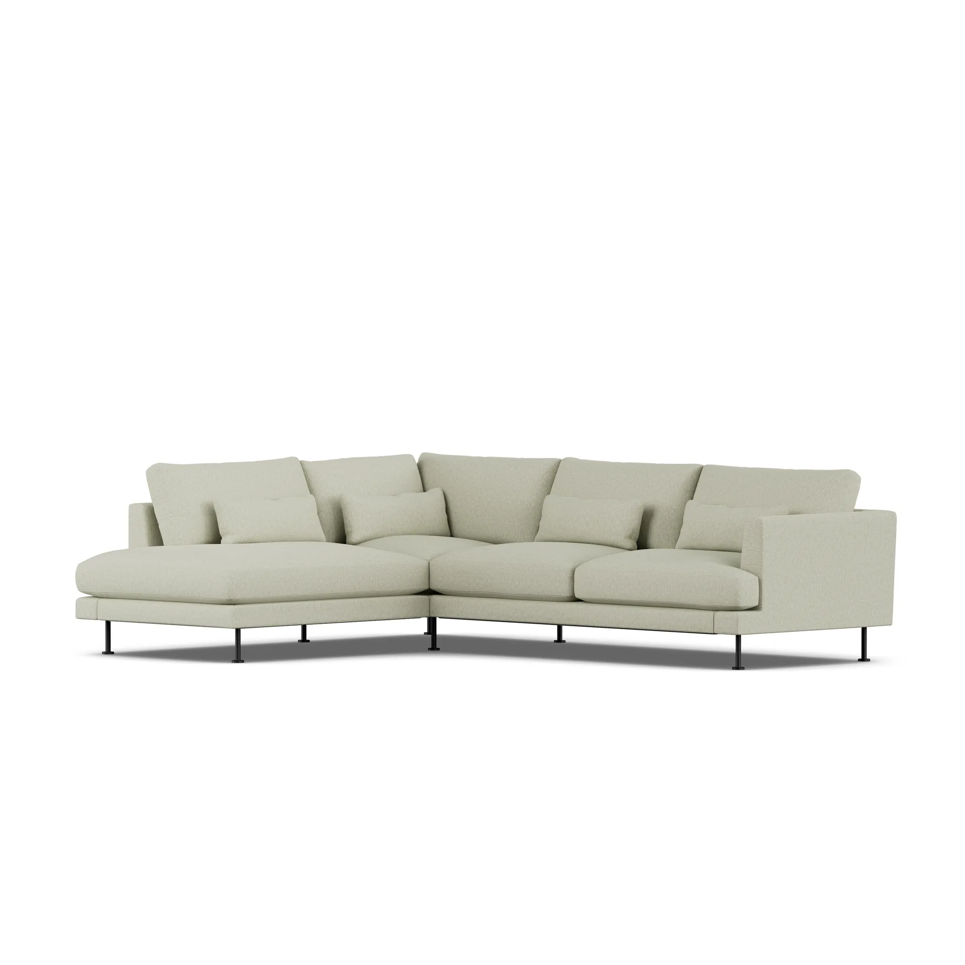 Bredhult sofa, Luiza Beige 3981-sort stål, 3-pers. A2 1898