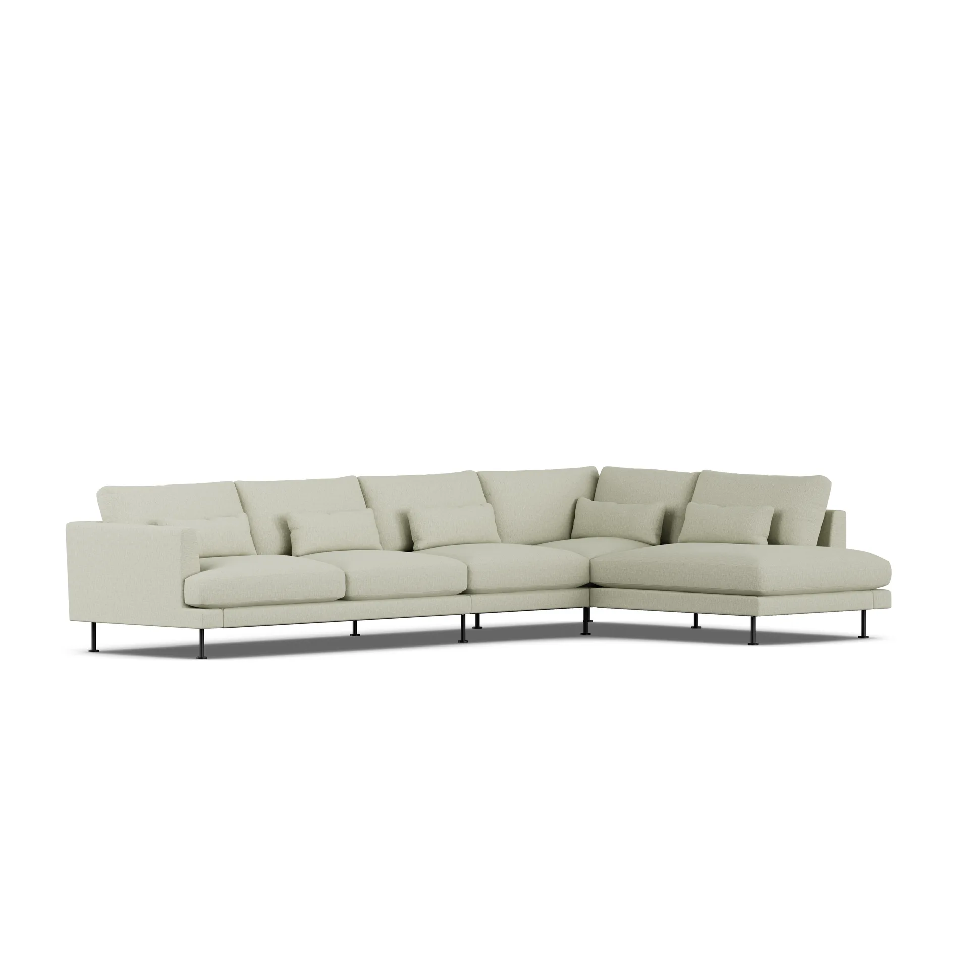 Bredhult sofa, Luiza Beige 3981-sort stål, 4-pers. B1 1898