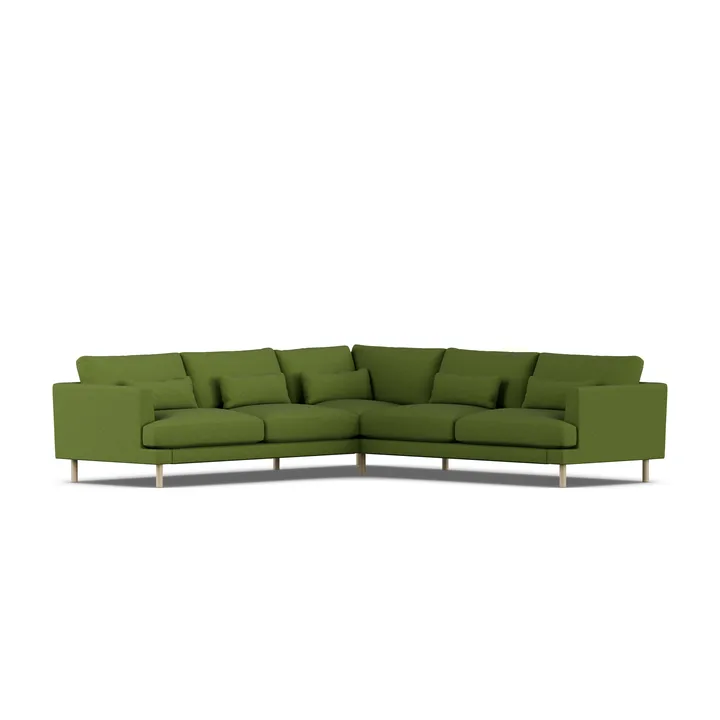 Bredhult sofa - Luiza Green 3975-hvidolieret eg, hjørnesofa F - 1898